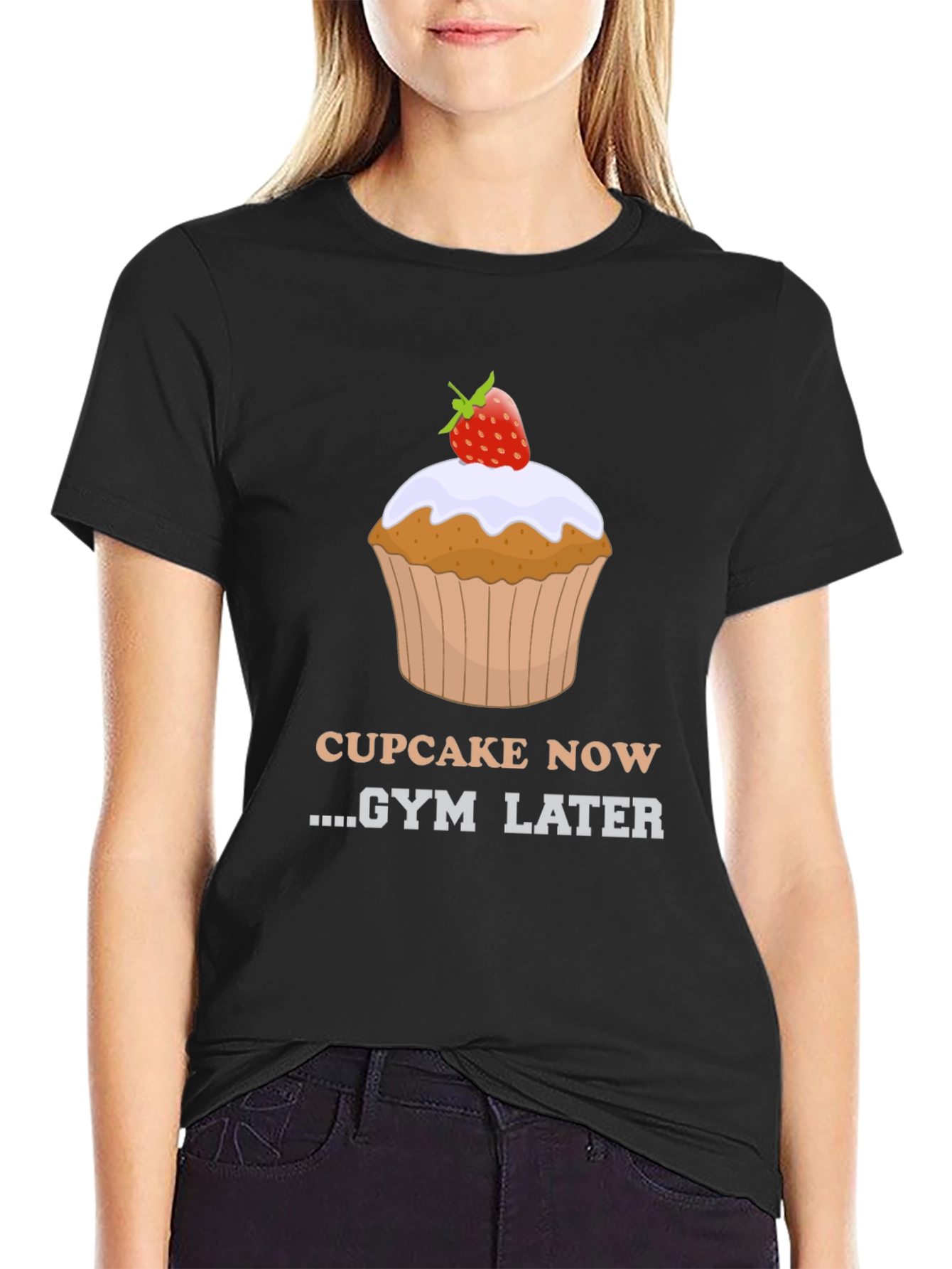 Cupcake Now Gym Later Graphic Tee