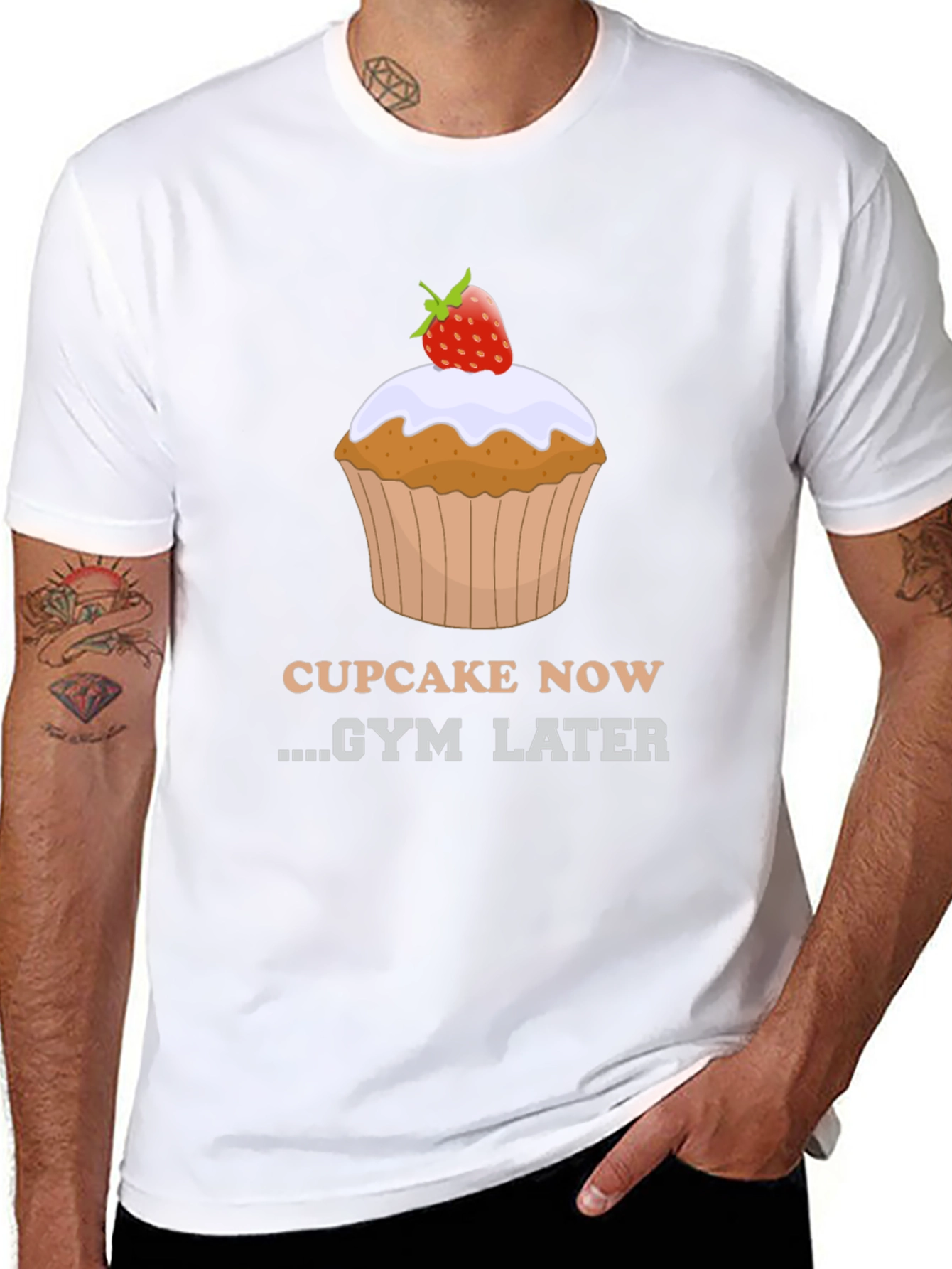 Cupcake Now Gym Later Graphic Tee