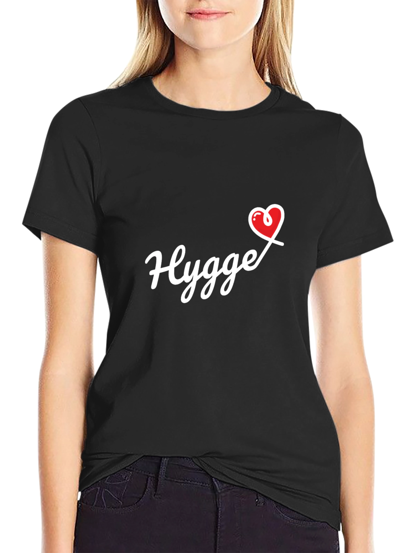 Hygge Heart Graphic Black T-Shirt