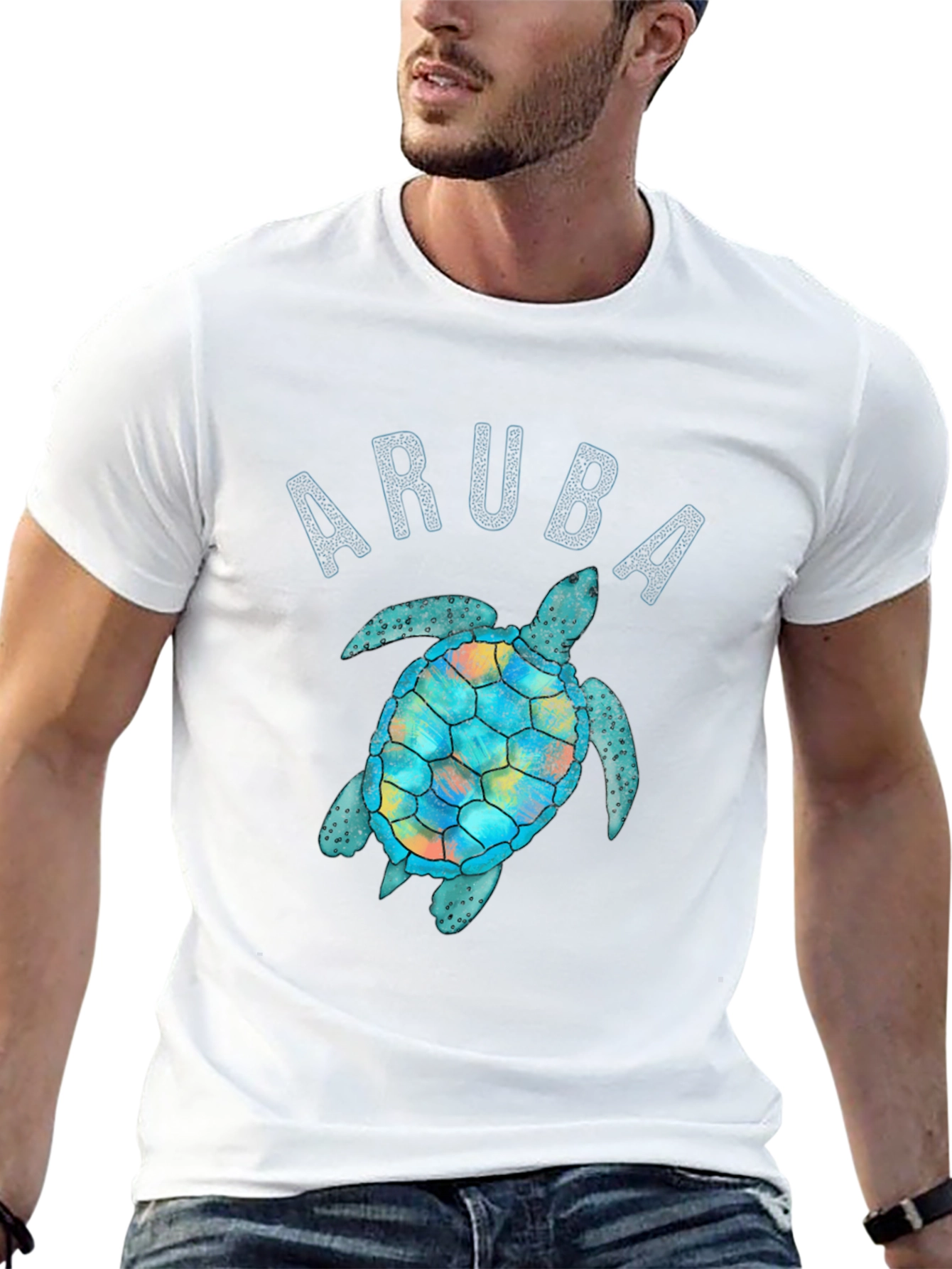 Aruba Turtle Graphic Tee - Black Unisex T-Shirt