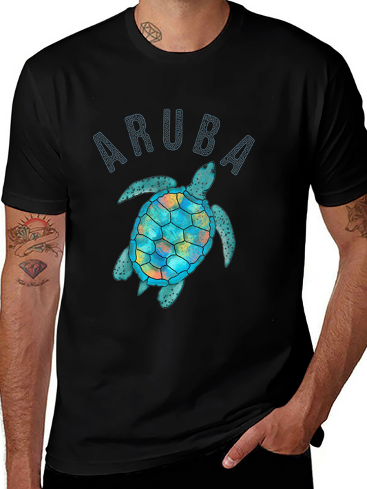 Aruba Turtle Graphic Tee - Black Unisex T-Shirt