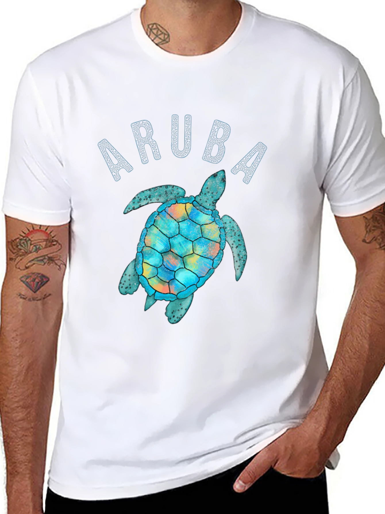 Aruba Turtle Graphic Tee - Black Unisex T-Shirt