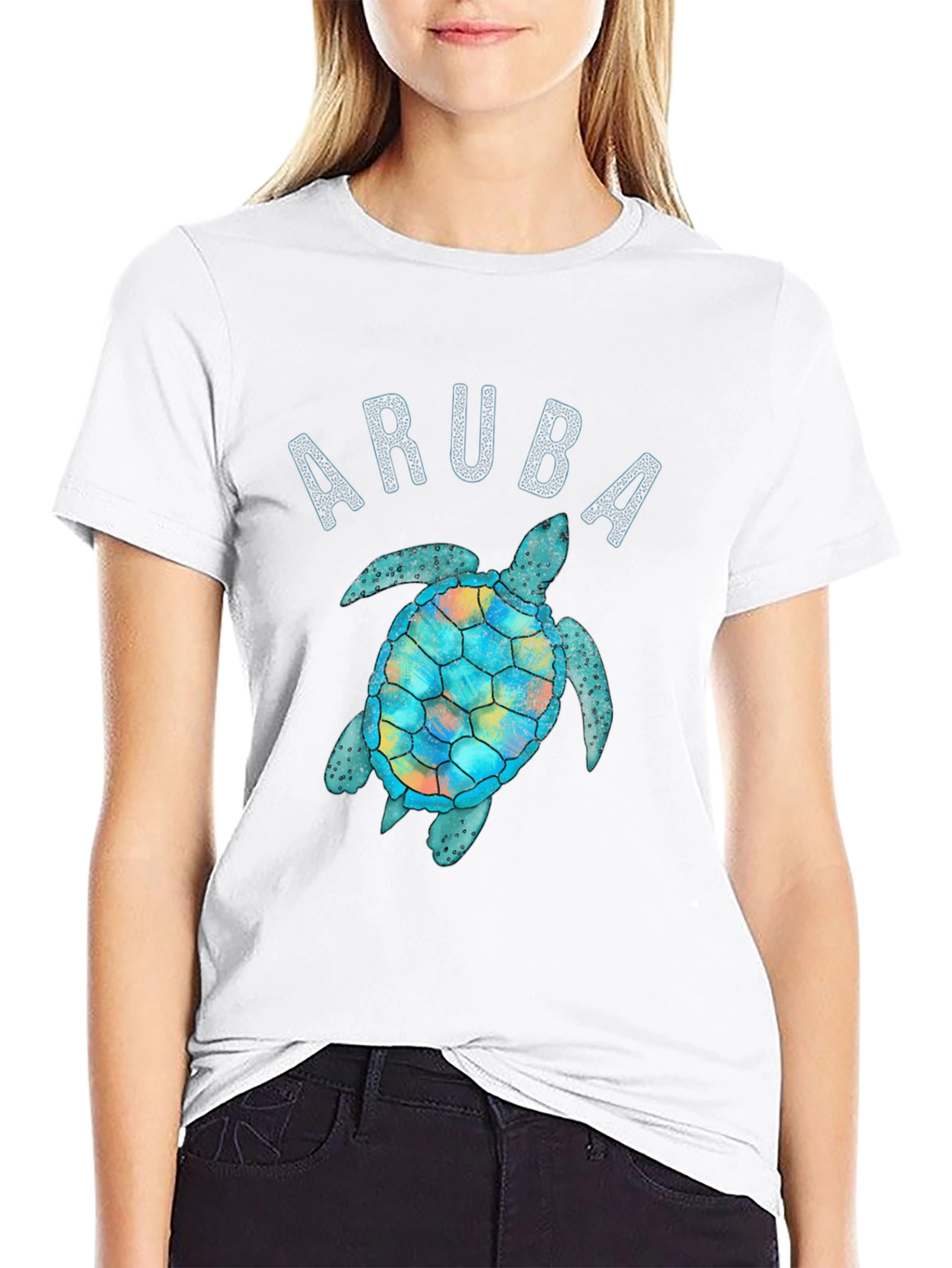 Aruba Turtle Graphic Tee - Black Unisex T-Shirt