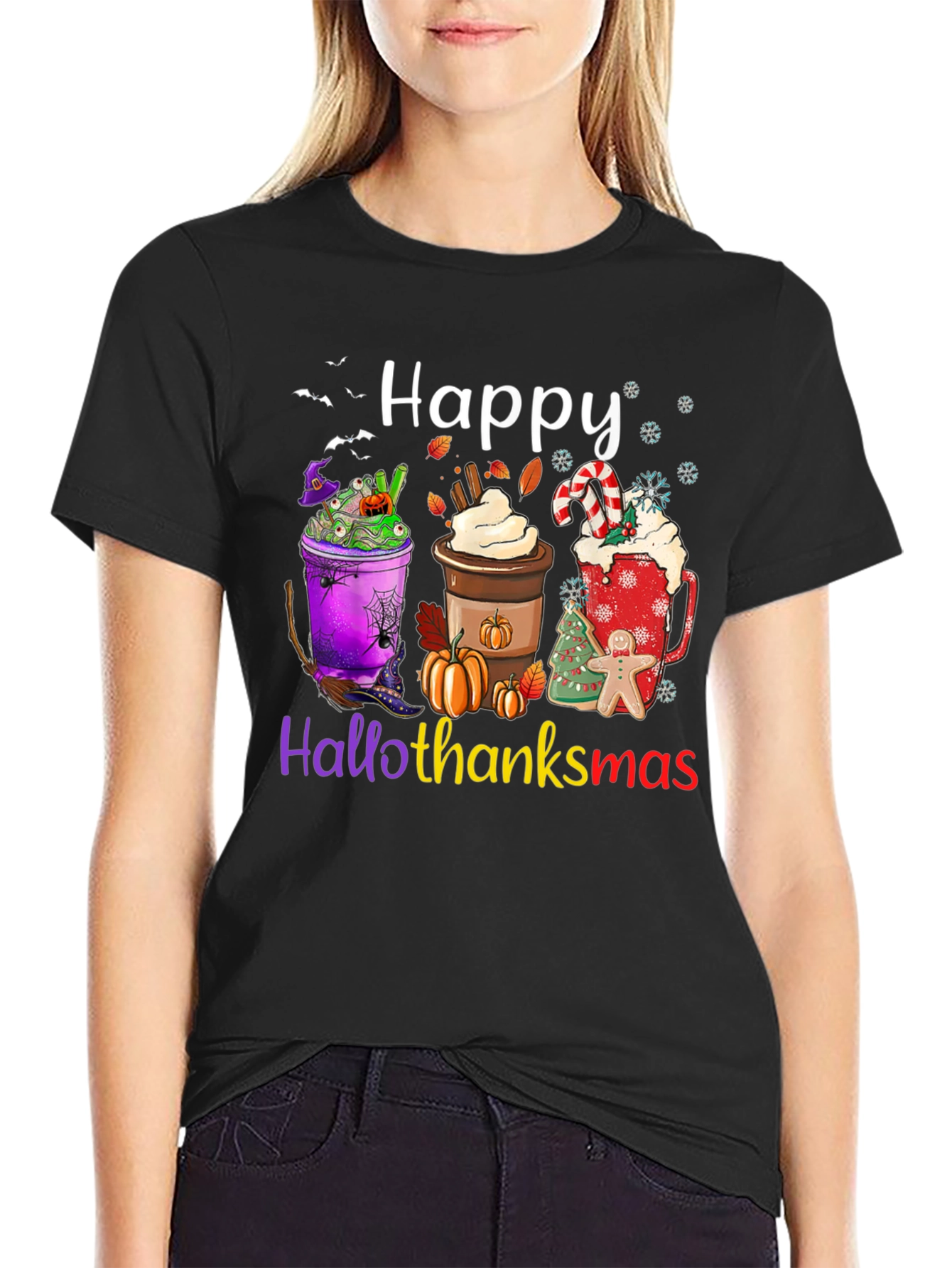 Happy Hallothanksmas Shirt Holiday Theme Festive Apparel