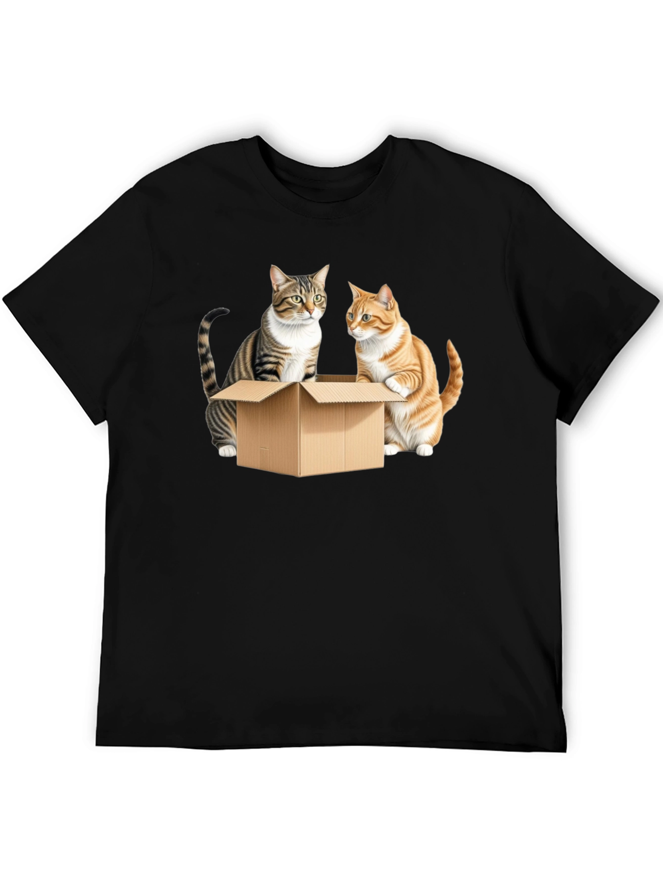 Cats in a Box Graphic Tee - Black Cotton