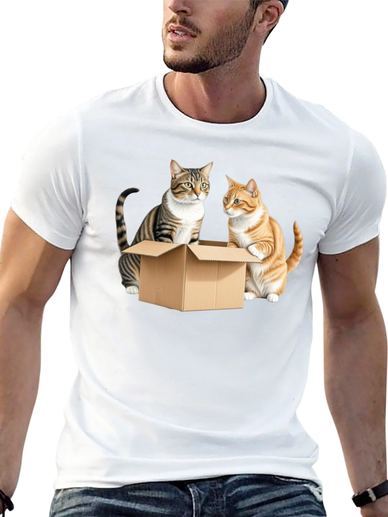Cats in a Box Graphic Tee - Black Cotton