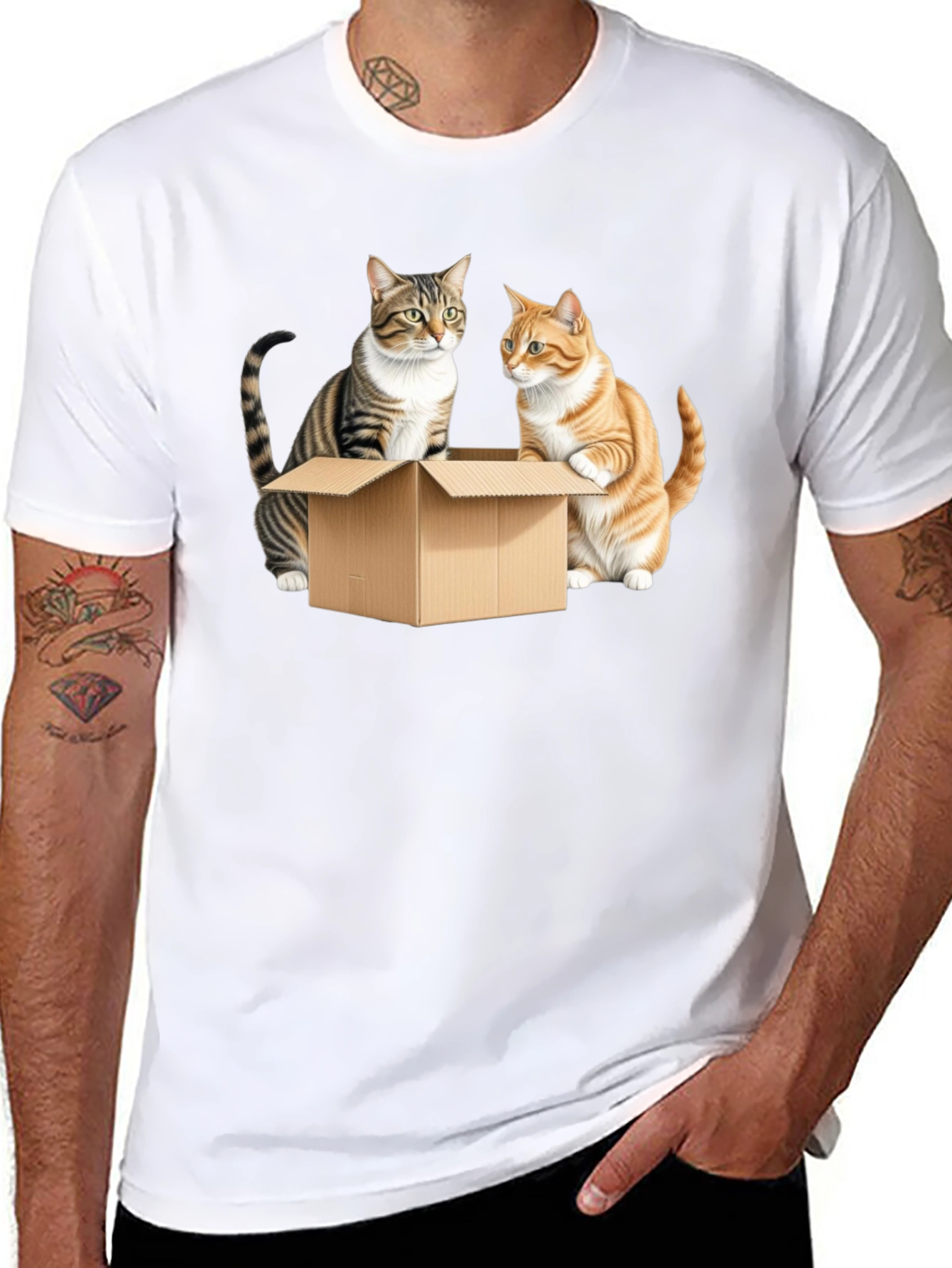 Cats in a Box Graphic Tee - Black Cotton