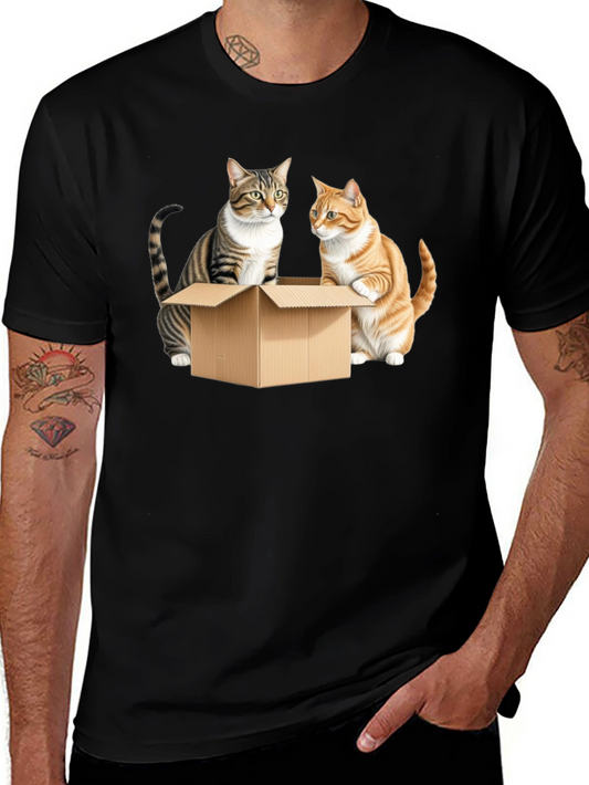 Cats in a Box Graphic Tee - Black Cotton