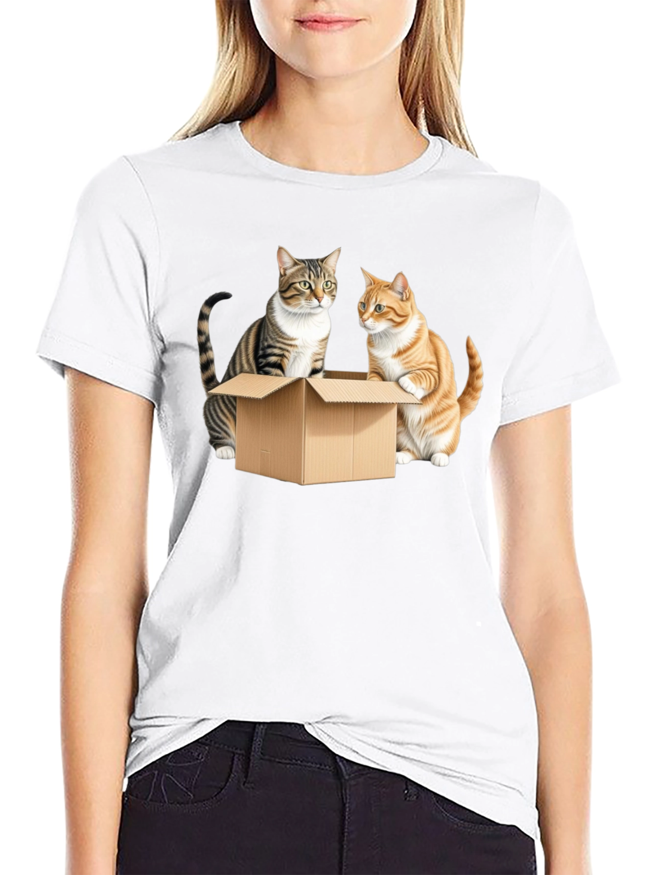 Cats in a Box Graphic Tee - Black Cotton