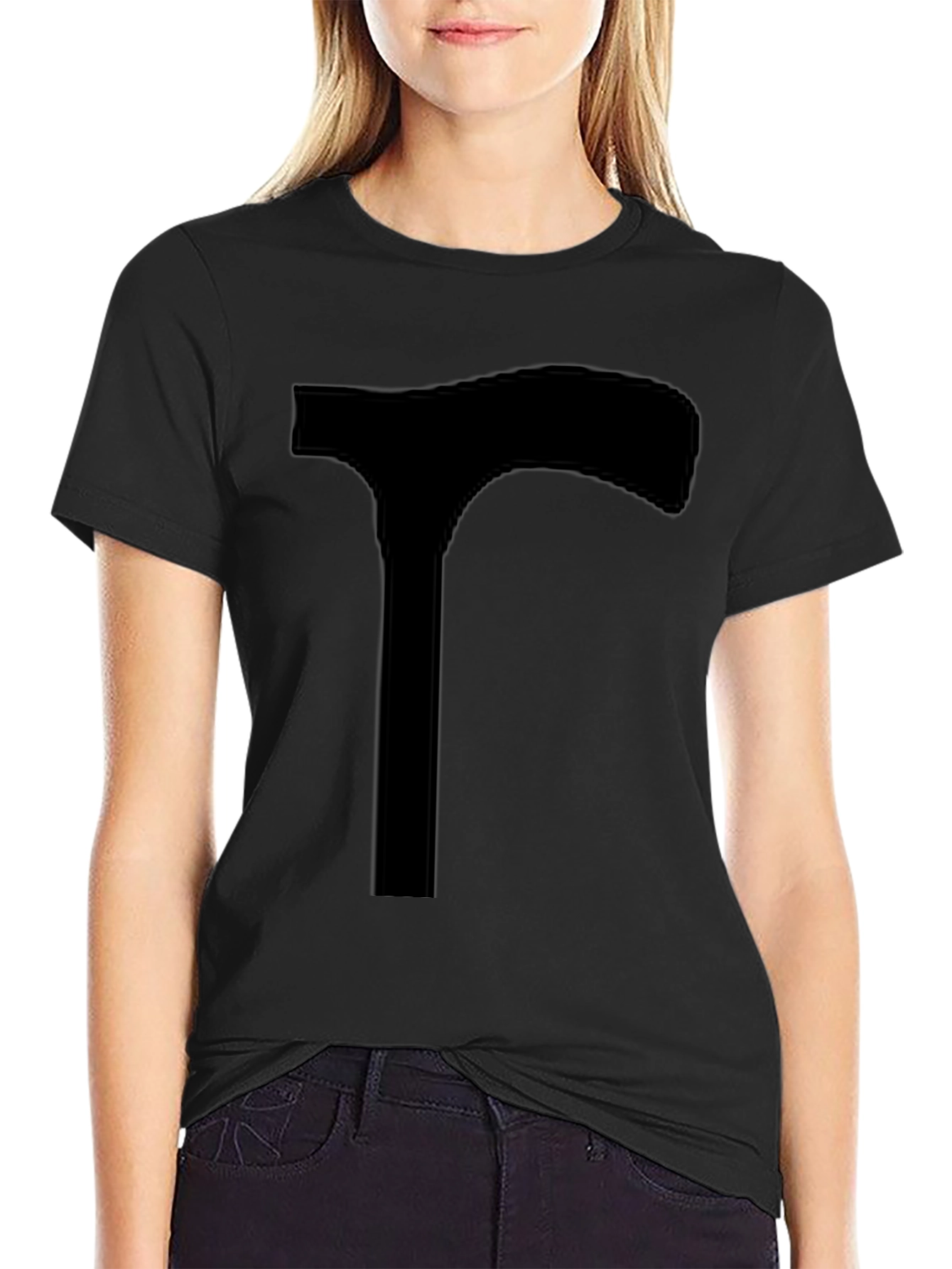 Mens Black T-Shirt with Walking Cane Graphic Print