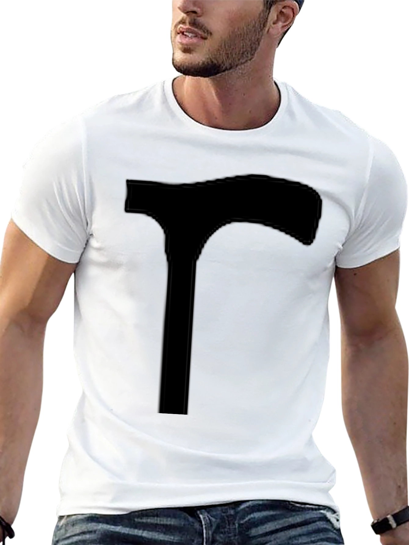 Mens Black T-Shirt with Walking Cane Graphic Print