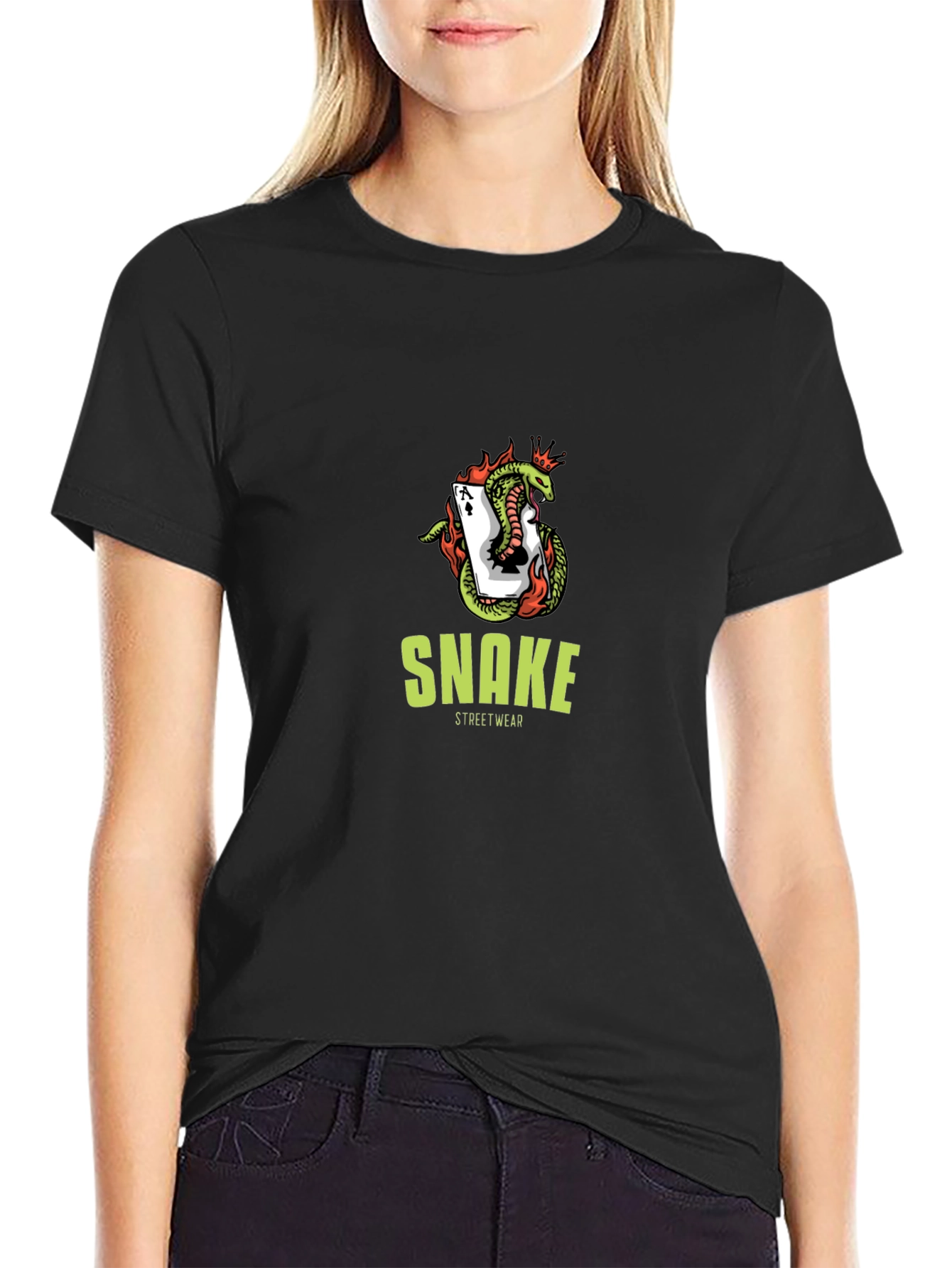 Snake Streetwear Graphic Tee - Black