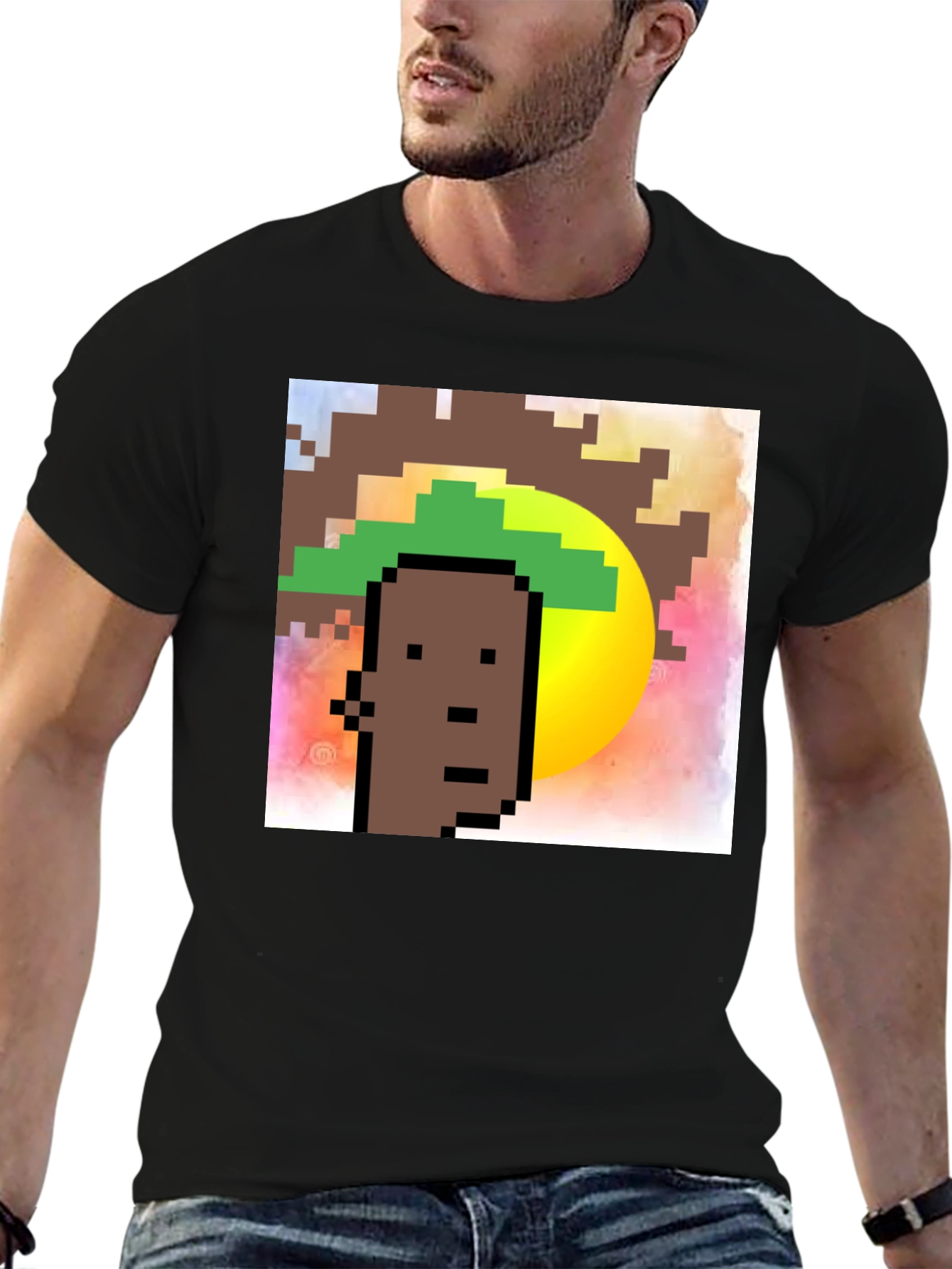Pixel Art Graphic Tee - Crypto Punk Style Shirt