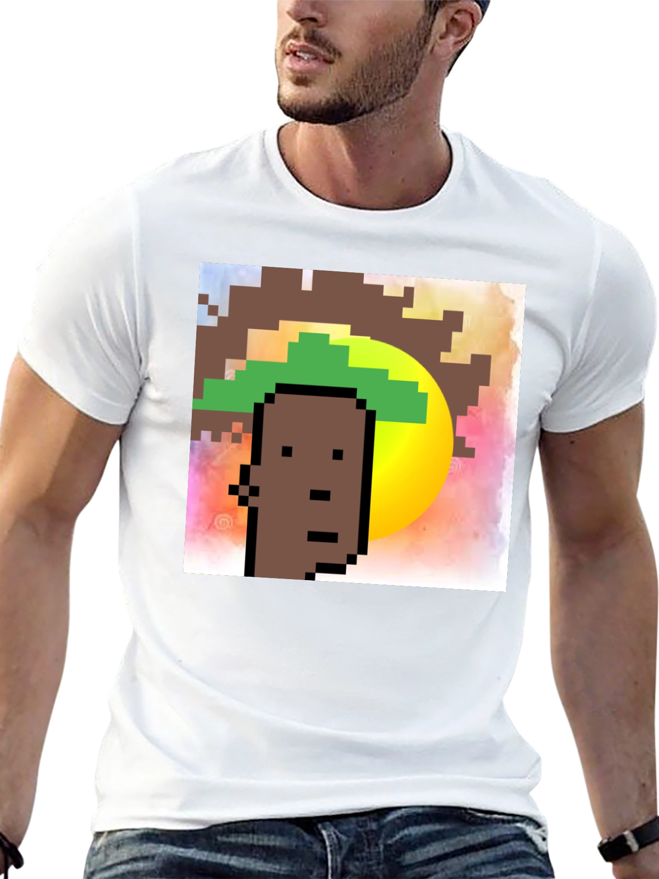 Pixel Art Graphic Tee - Crypto Punk Style Shirt