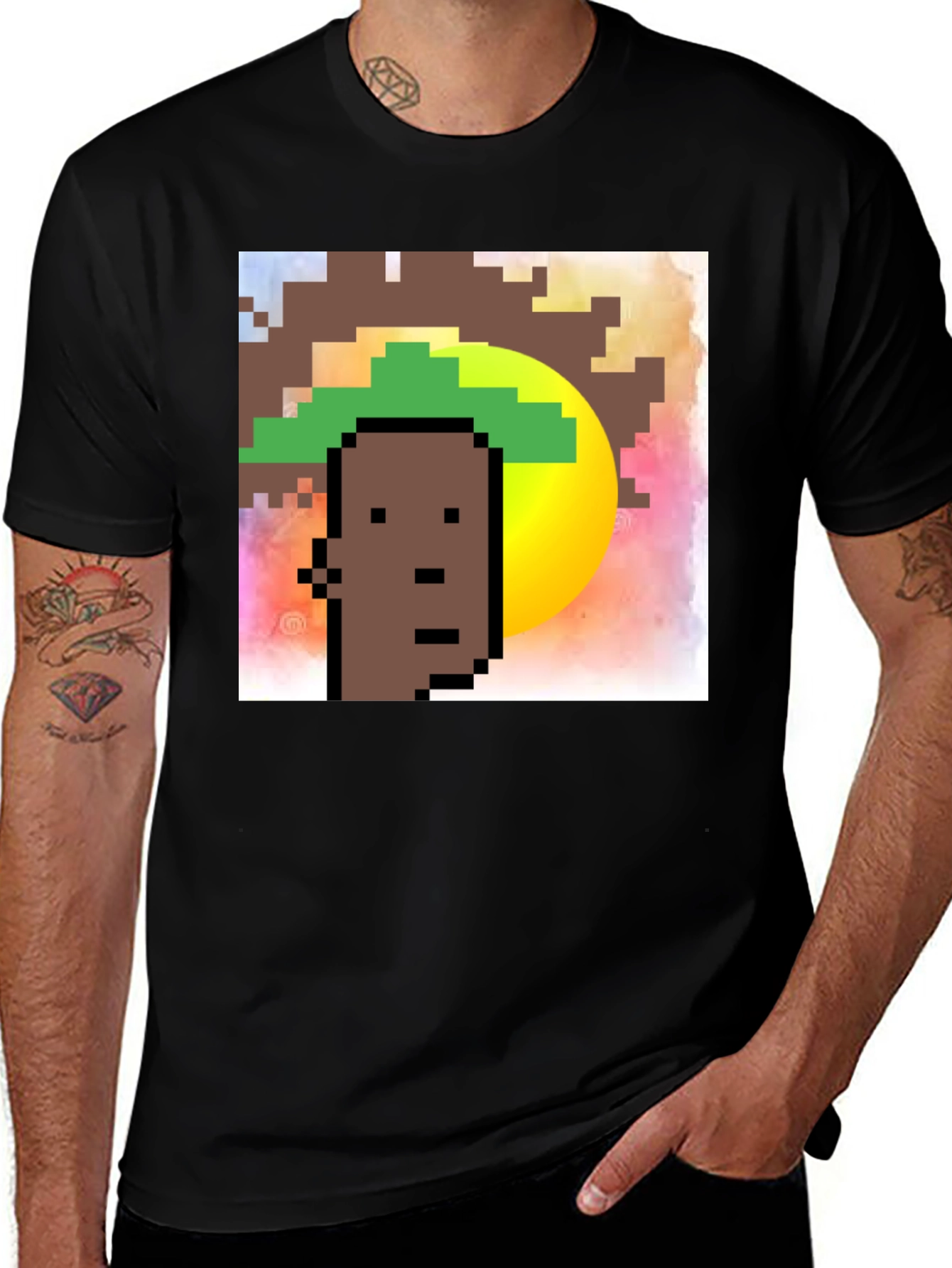 Pixel Art Graphic Tee - Crypto Punk Style Shirt