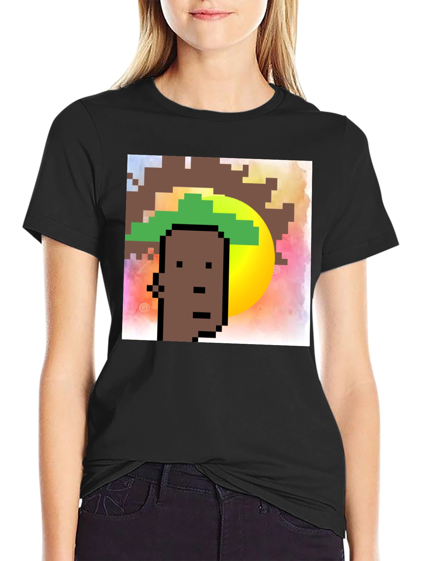 Pixel Art Graphic Tee - Crypto Punk Style Shirt