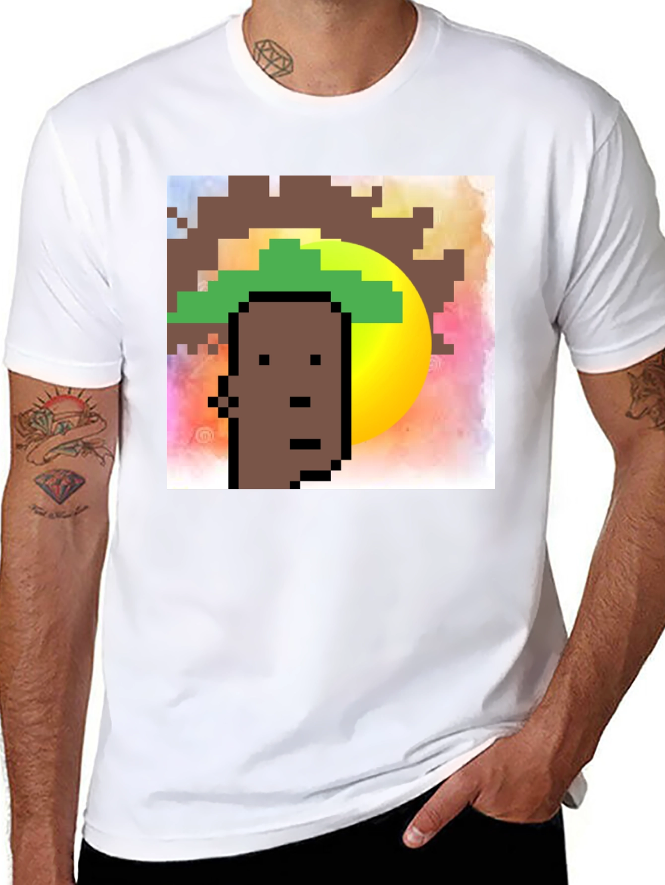Pixel Art Graphic Tee - Crypto Punk Style Shirt
