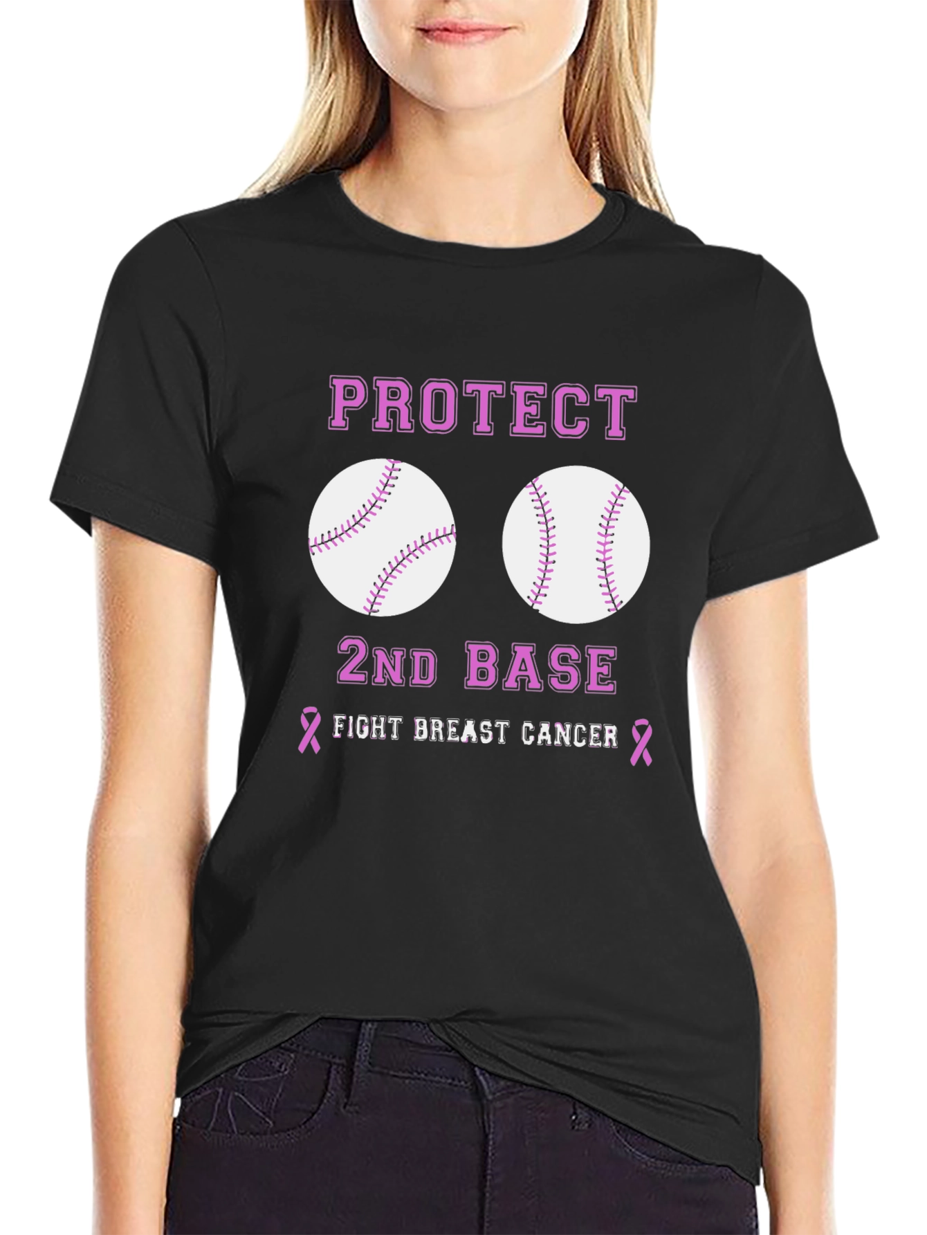Protect 2nd Base Breast Cancer Awareness T-Shirt