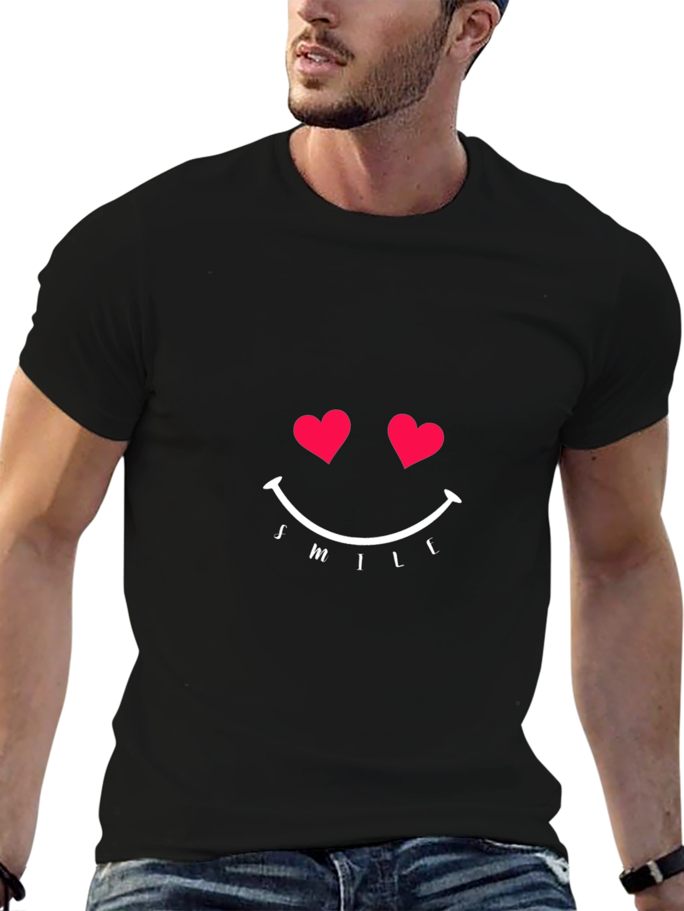 Smile Heart Eyes Graphic Tee - Soft Cotton T-Shirt