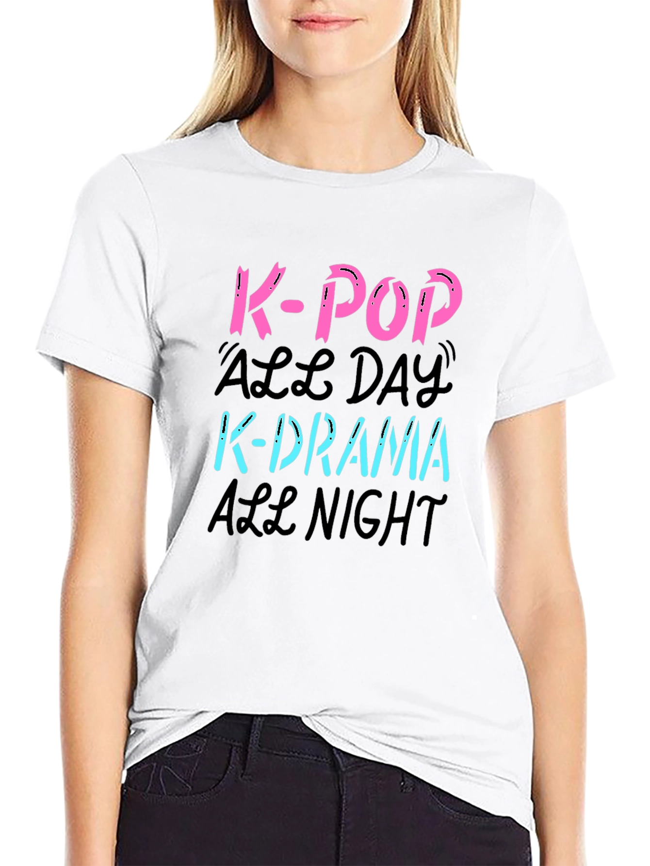 K-Pop All Day K-Drama All Night Graphic T-Shirt
