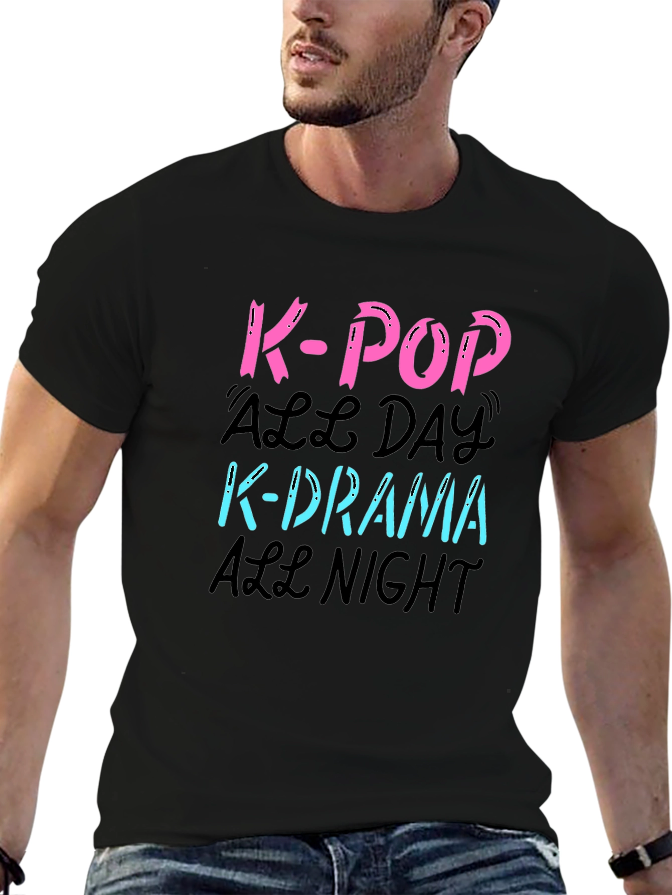 K-Pop All Day K-Drama All Night Graphic T-Shirt