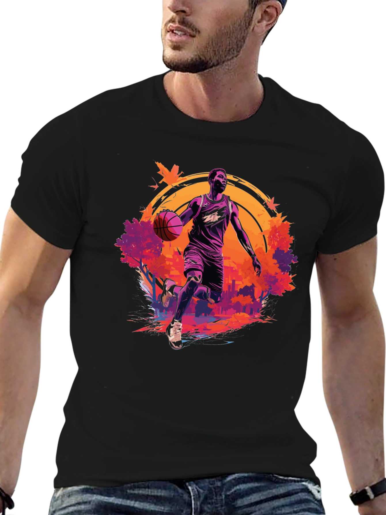 Basketball Player Graphic Black T-Shirt