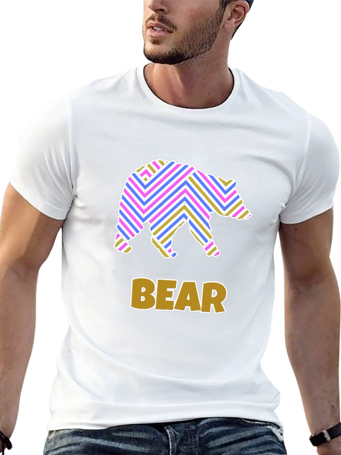 Stripped Bear Graphic T-Shirt