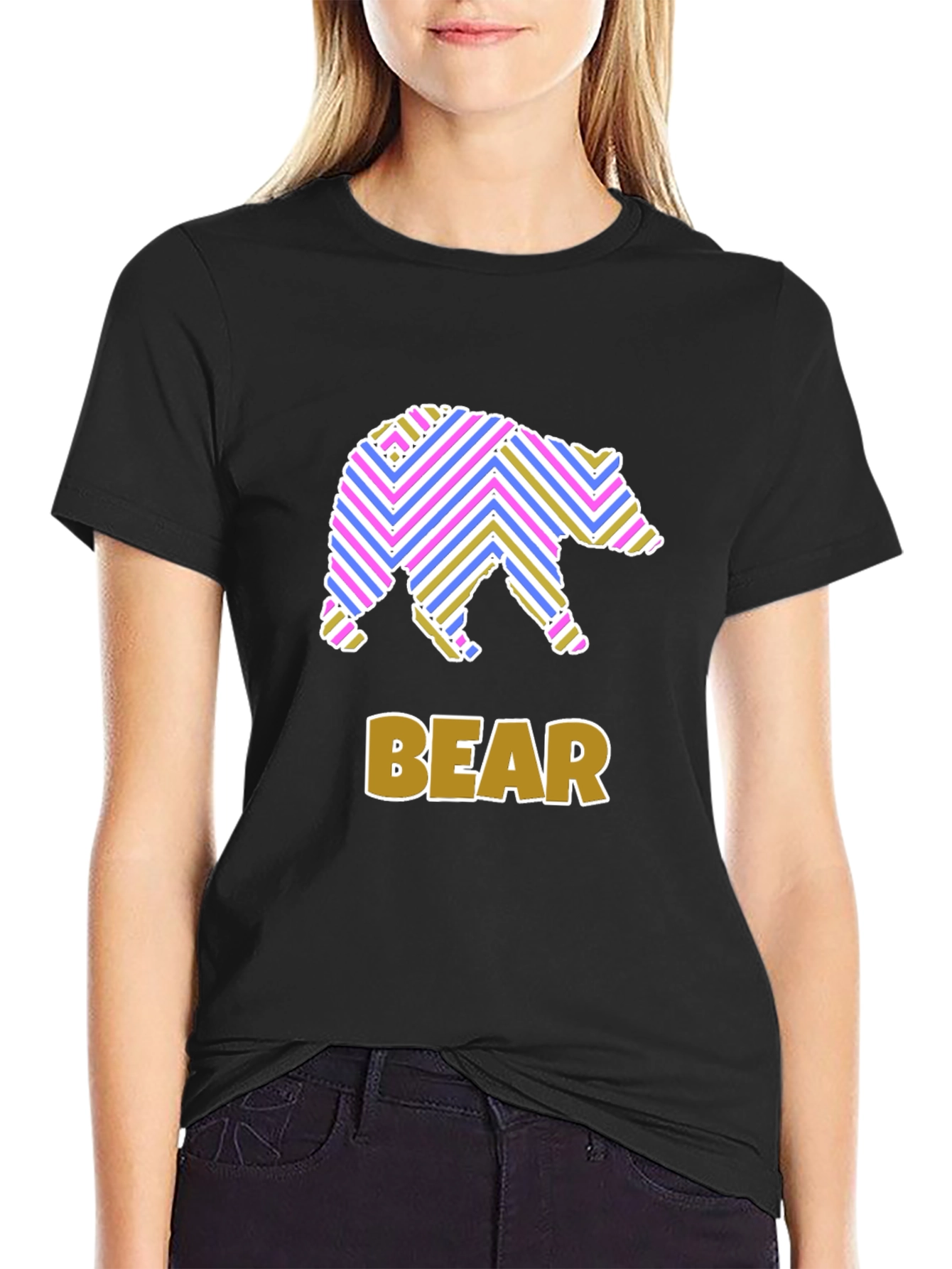 Stripped Bear Graphic T-Shirt