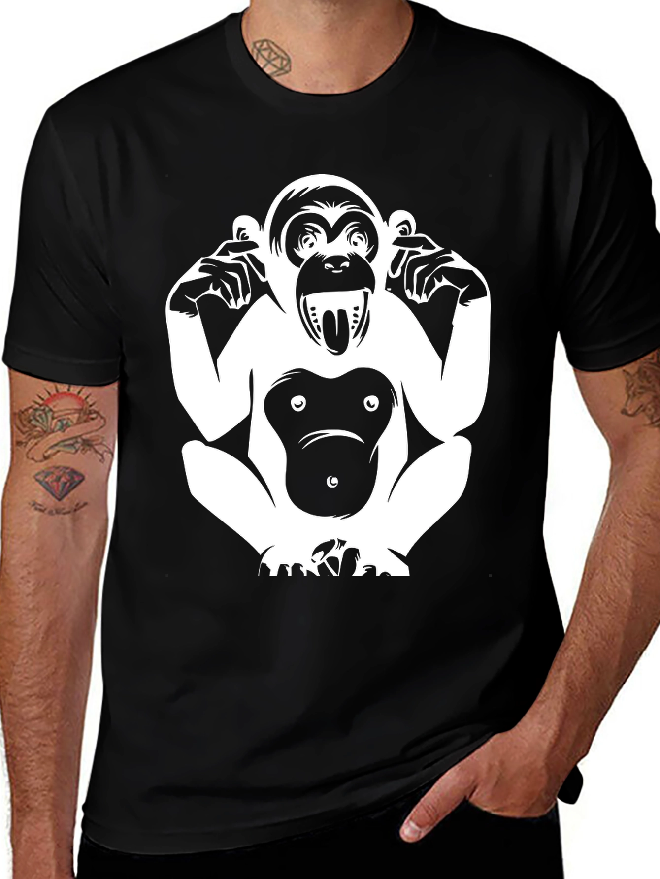Hear No Evil Monkey Graphic Tee - Black