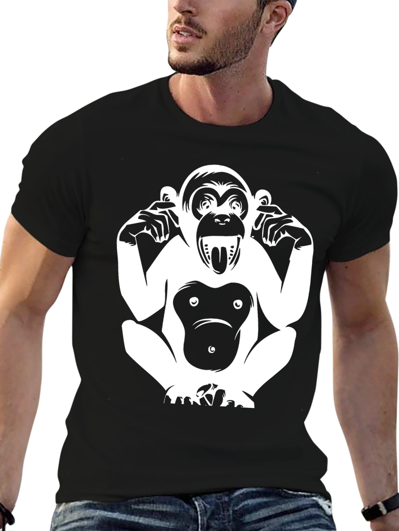 Hear No Evil Monkey Graphic Tee - Black