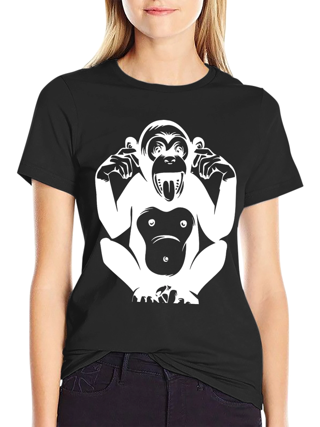 Hear No Evil Monkey Graphic Tee - Black