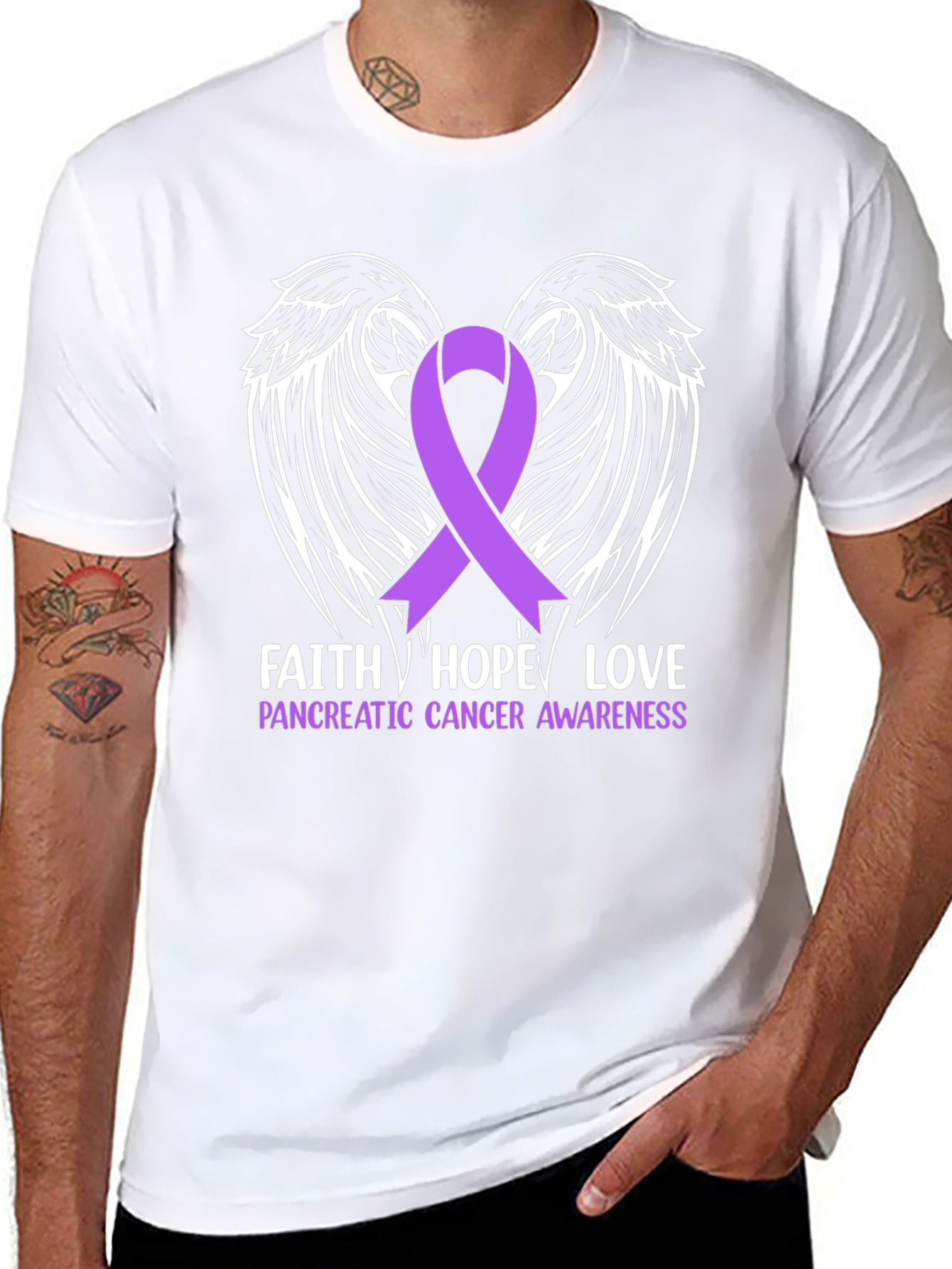 Faith Hope Love Pancreatic Cancer Awareness T-Shirt
