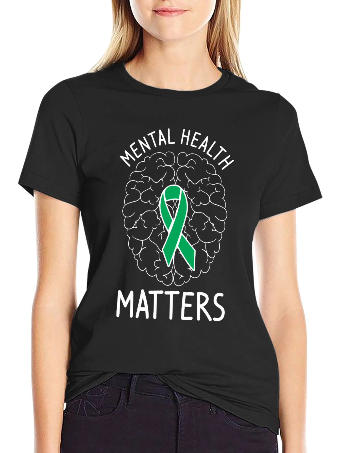 Mental Health Matters T-Shirt Brain Ribbon Support