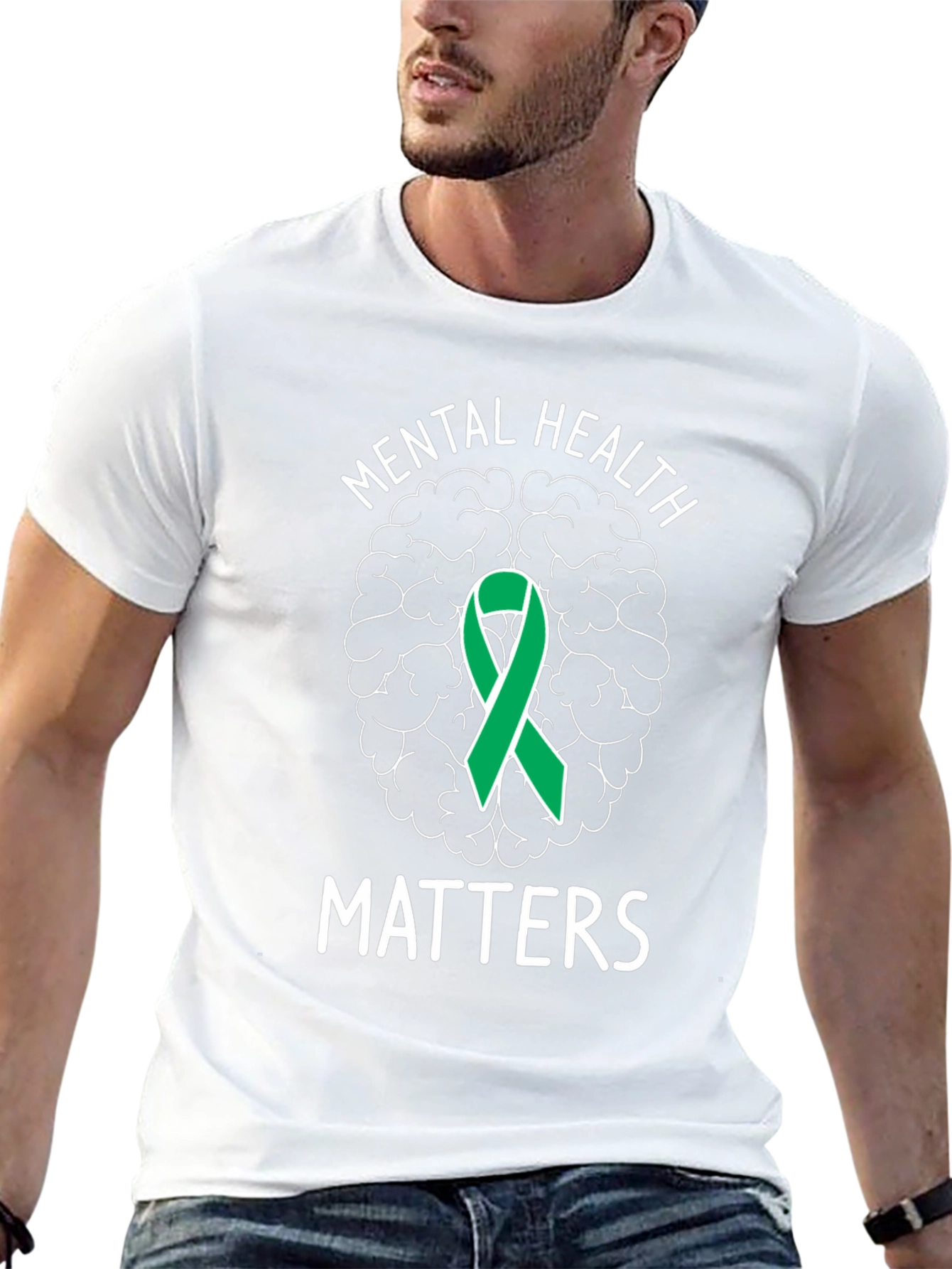 Mental Health Matters T-Shirt Brain Ribbon Support
