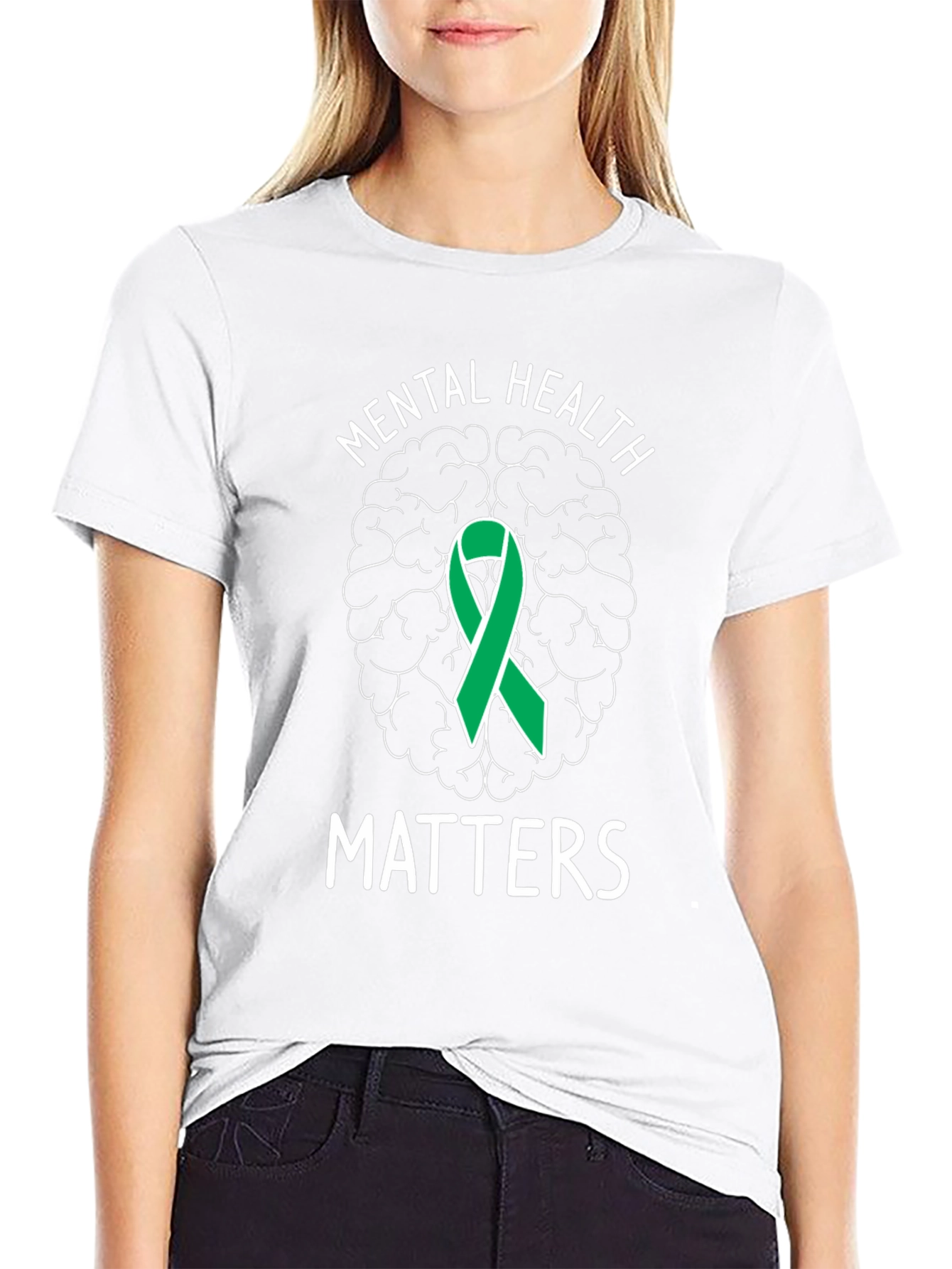 Mental Health Matters T-Shirt Brain Ribbon Support