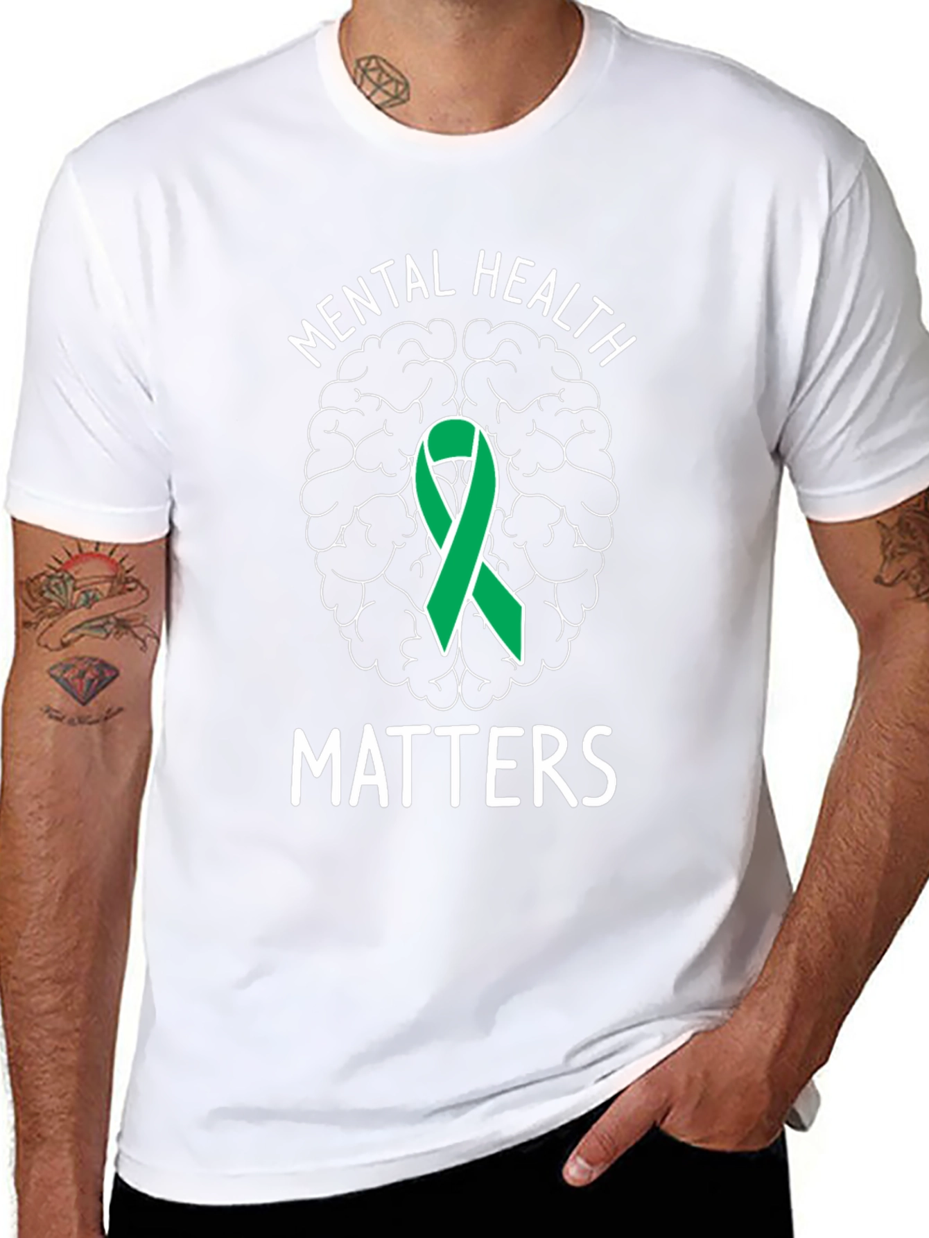 Mental Health Matters T-Shirt Brain Ribbon Support