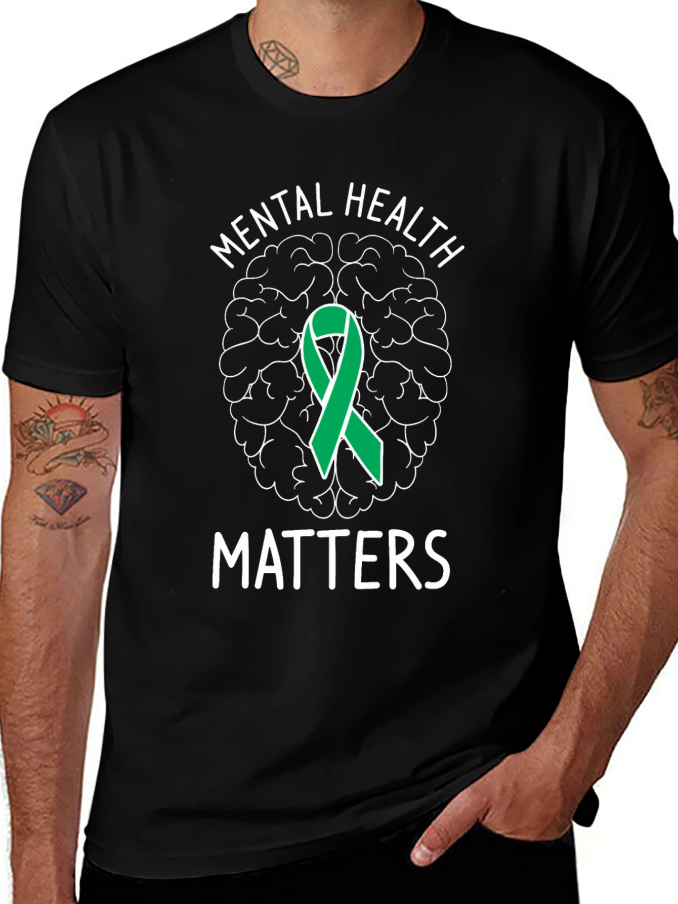 Mental Health Matters T-Shirt Brain Ribbon Support