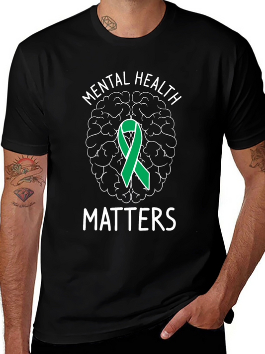 Mental Health Matters T-Shirt Brain Ribbon Support