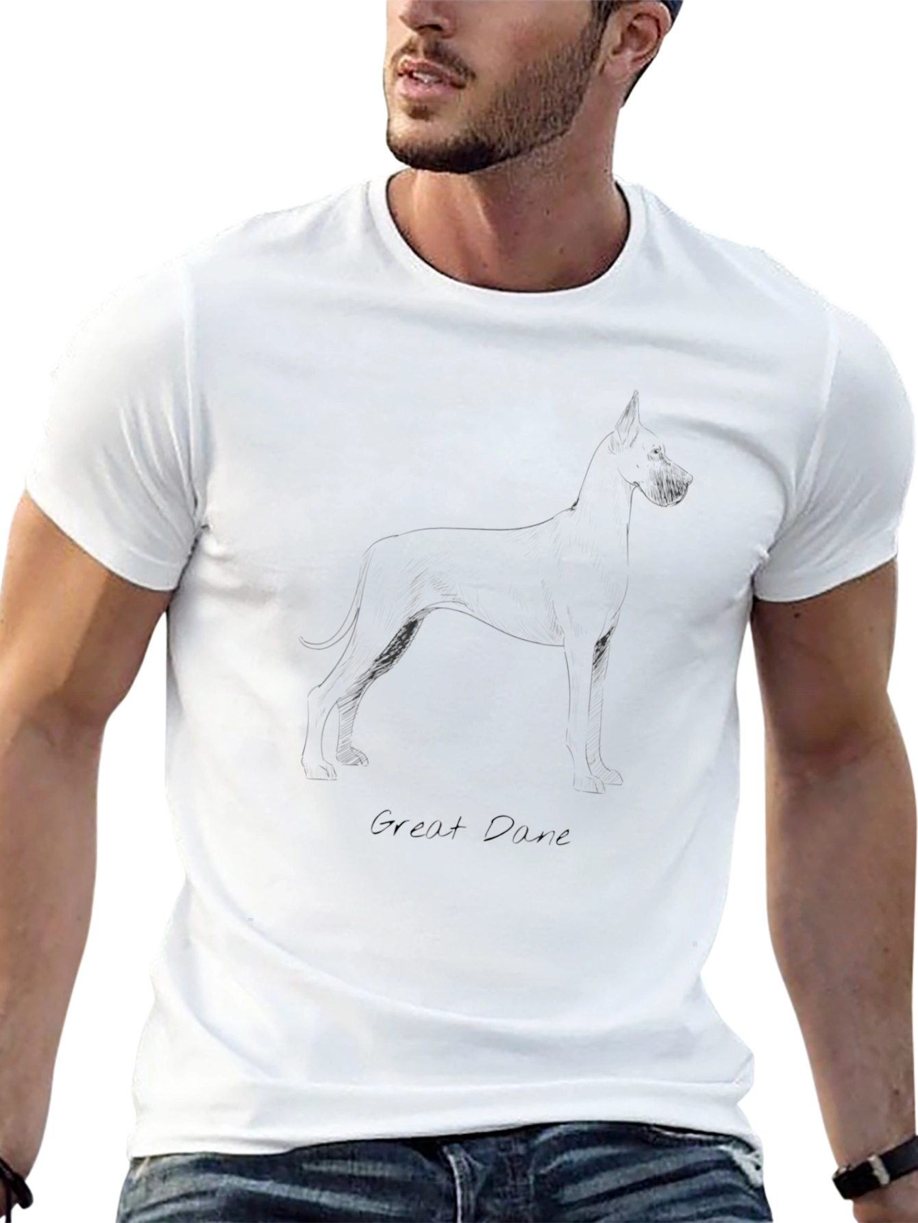 Great Dane Outline Black T-Shirt