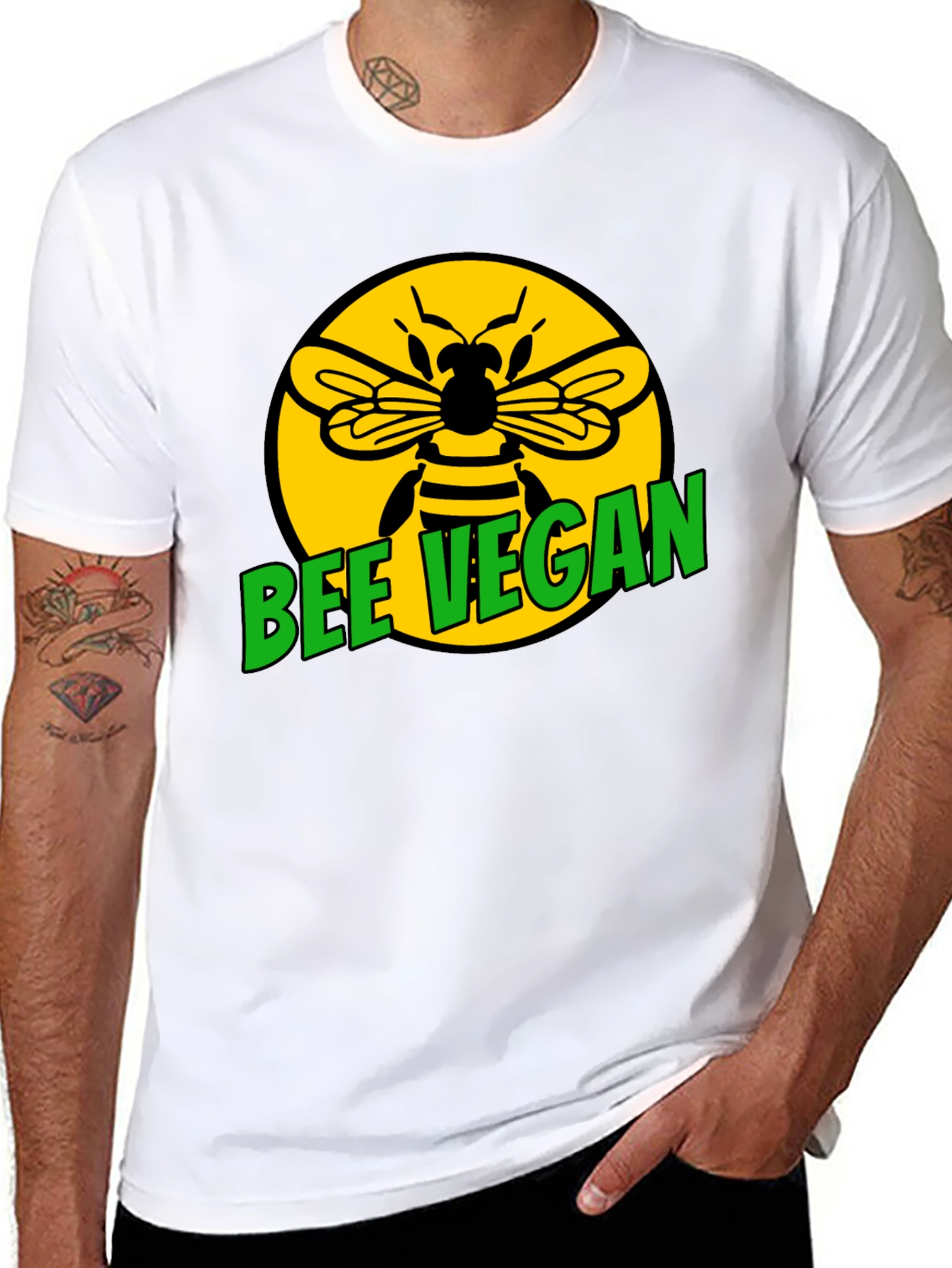 Bee Vegan Graphic T-Shirt - Black Tee