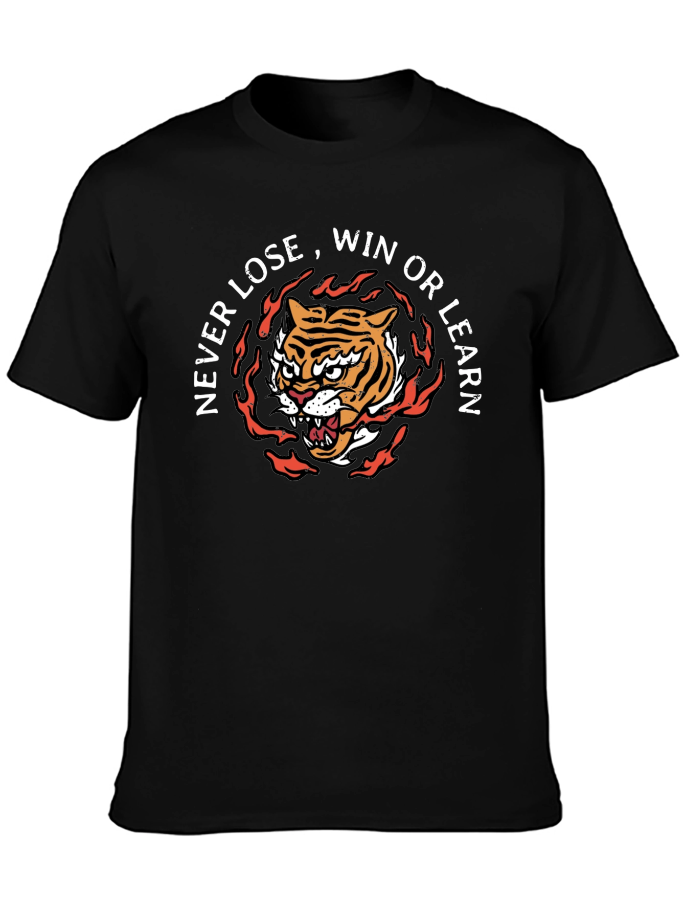Tiger Never Lose Win Learn Black T-Shirt
