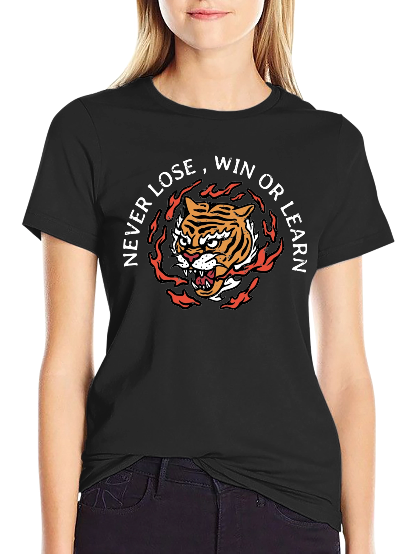 Tiger Never Lose Win Learn Black T-Shirt