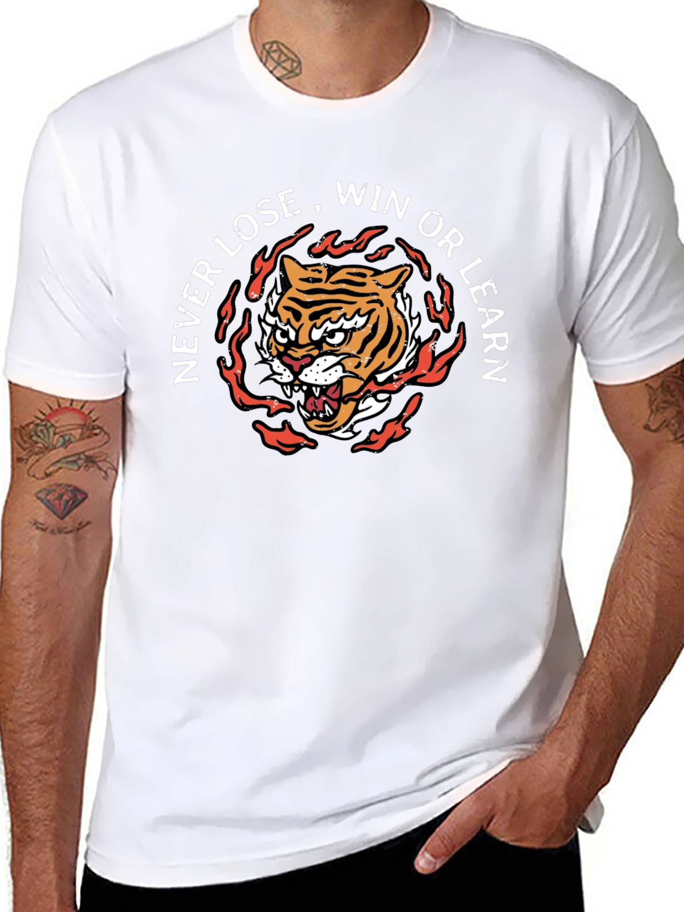 Tiger Never Lose Win Learn Black T-Shirt