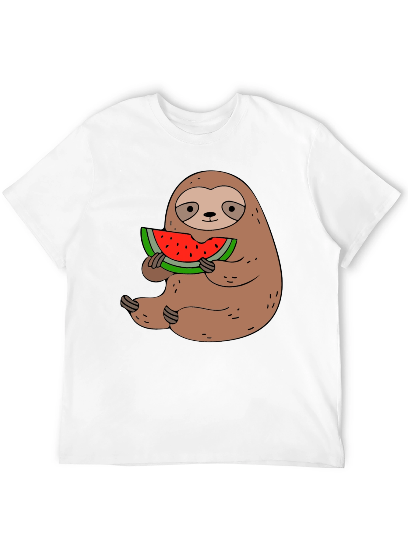 Sloth Eating Watermelon Graphic Tee - Black