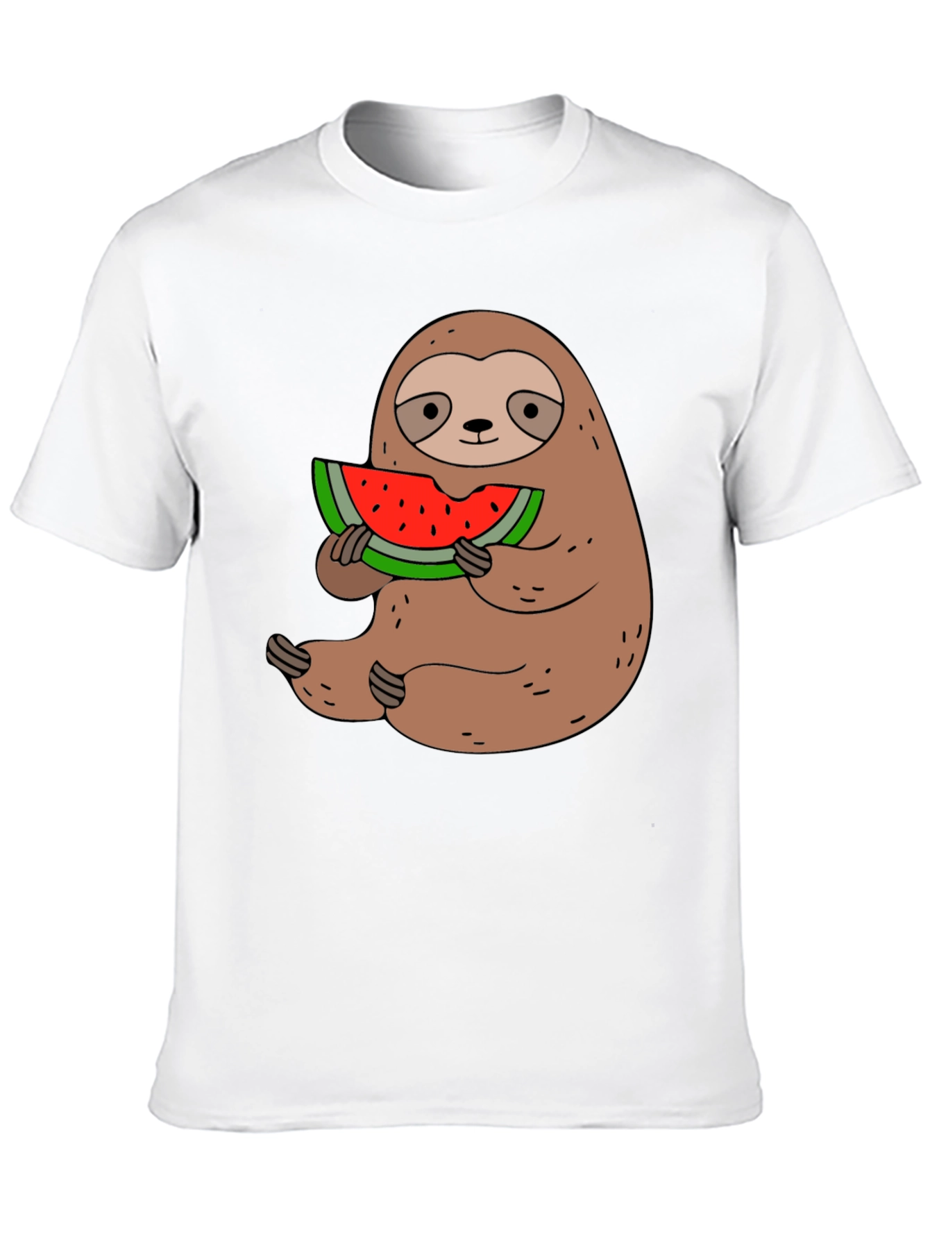 Sloth Eating Watermelon Graphic Tee - Black