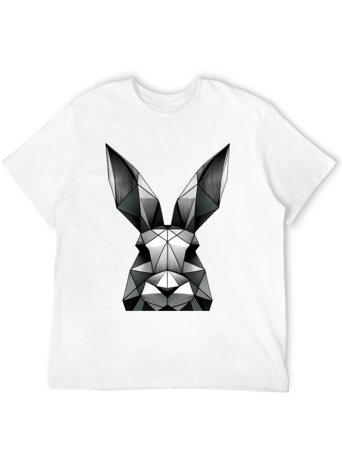 Geometric Rabbit Graphic T-Shirt - Black