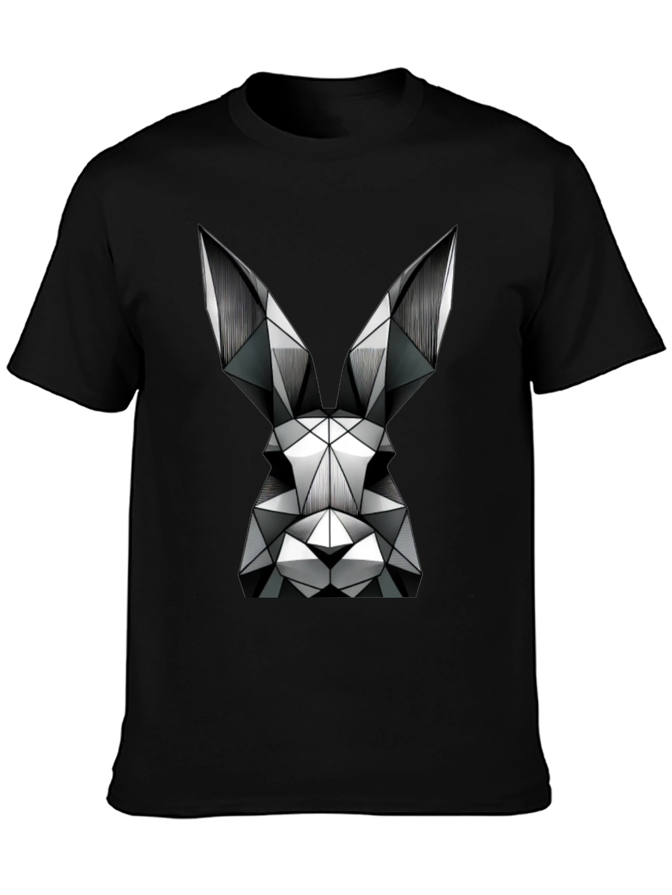 Geometric Rabbit Graphic T-Shirt - Black
