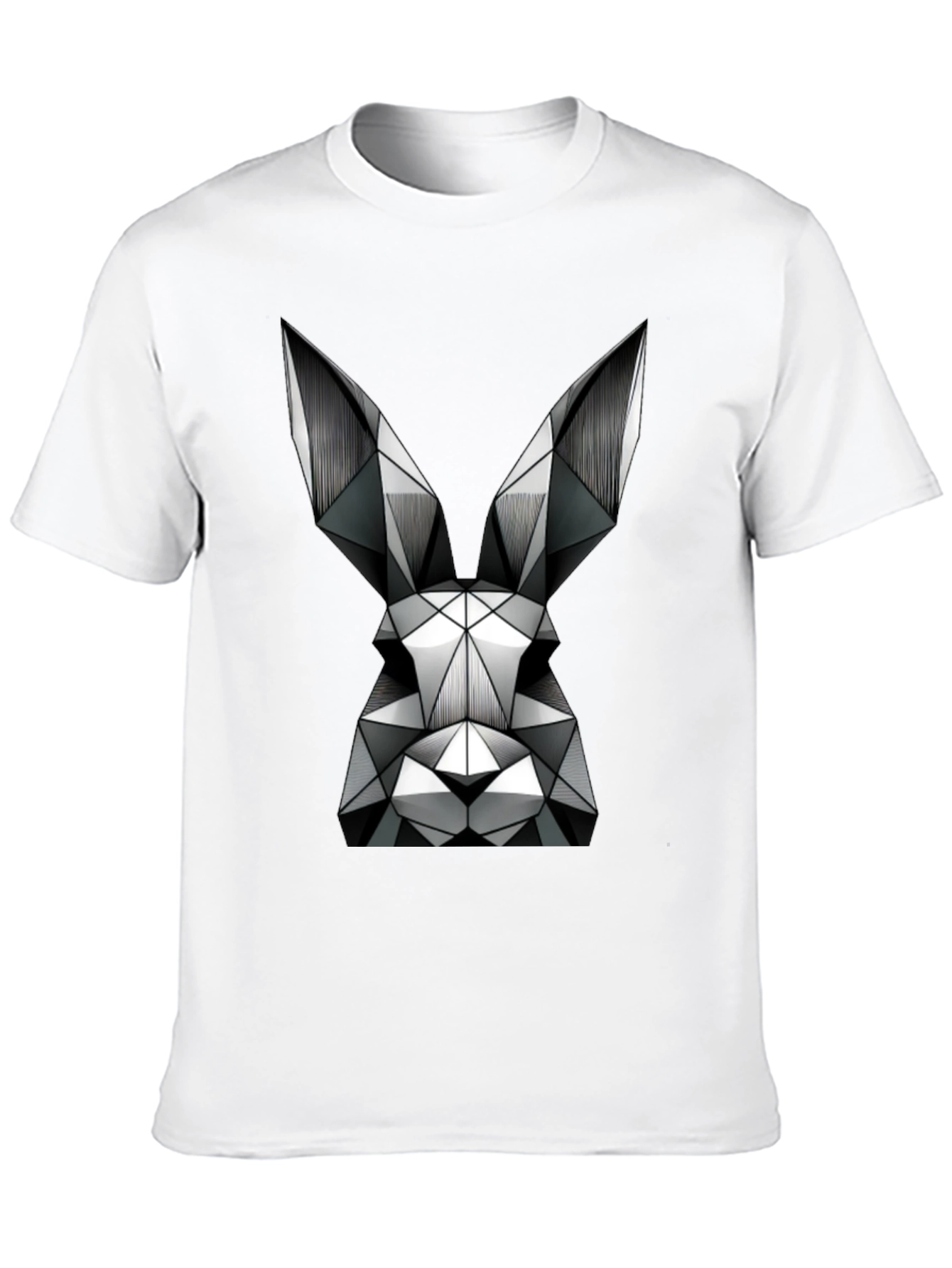 Geometric Rabbit Graphic T-Shirt - Black