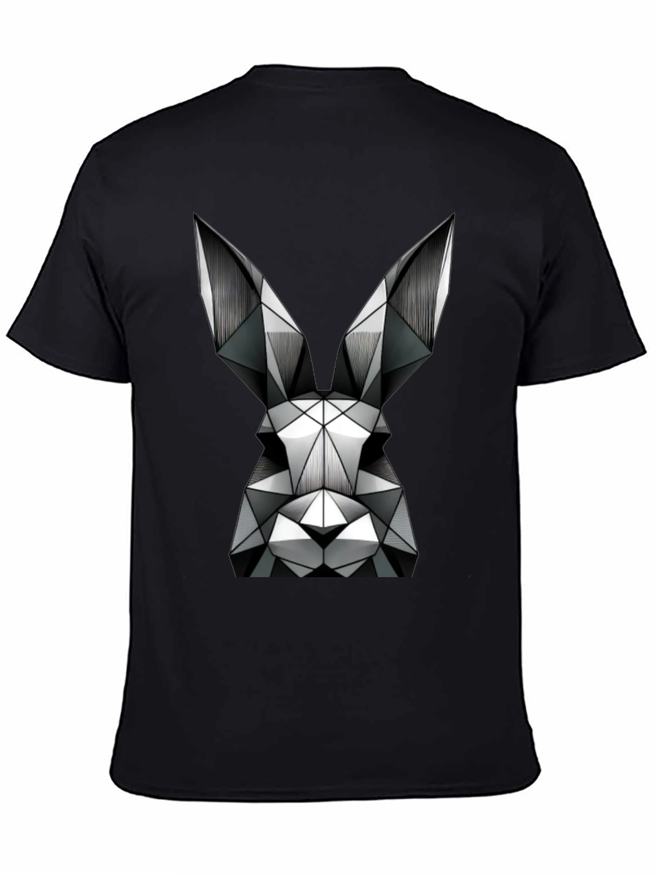 Geometric Rabbit Graphic T-Shirt - Black