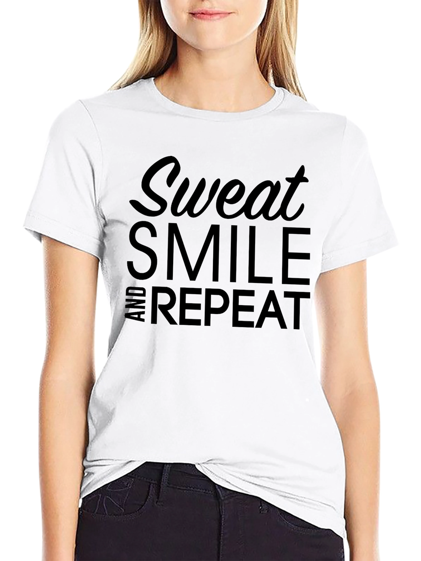 Sweat Smile and Repeat Black T-Shirt